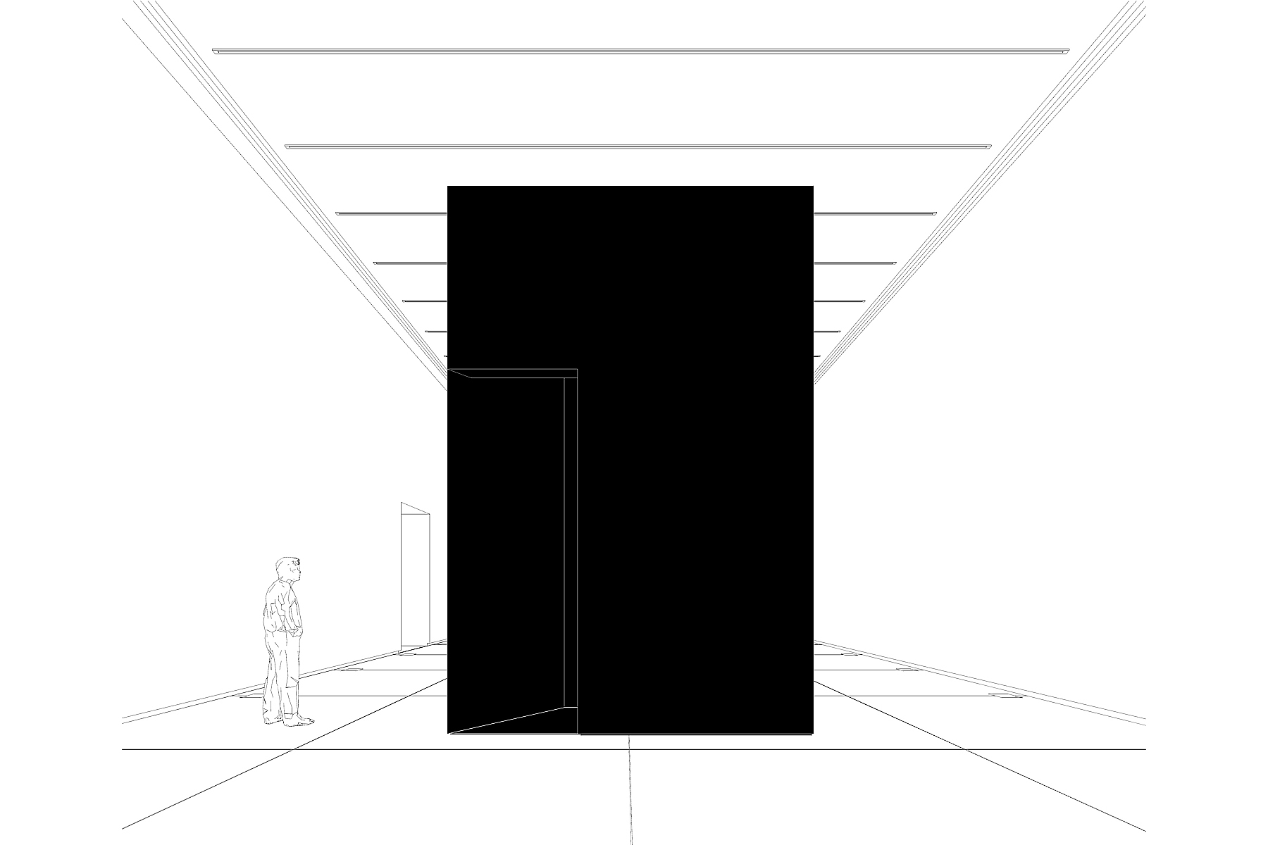 ● Elevation view of entrance in model / Adam Pendleton: To Divide By / Mildred Lane Kemper Art Museum / Frederick Tang Architecture / Role: Project Manager / St. Louis, MI (2023)
