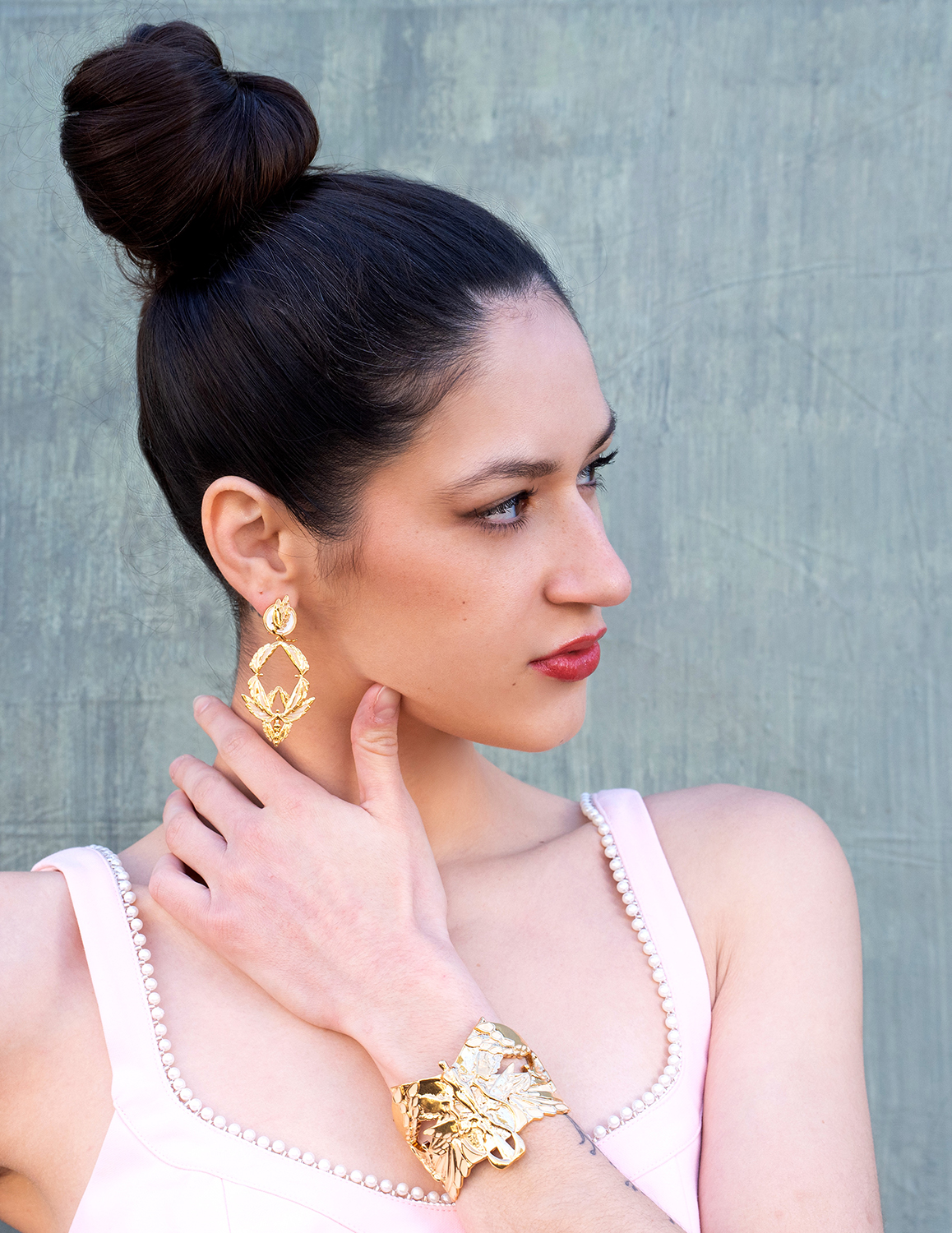 Soaring Cuff Gold and Champagne View 7 by Angela Mia