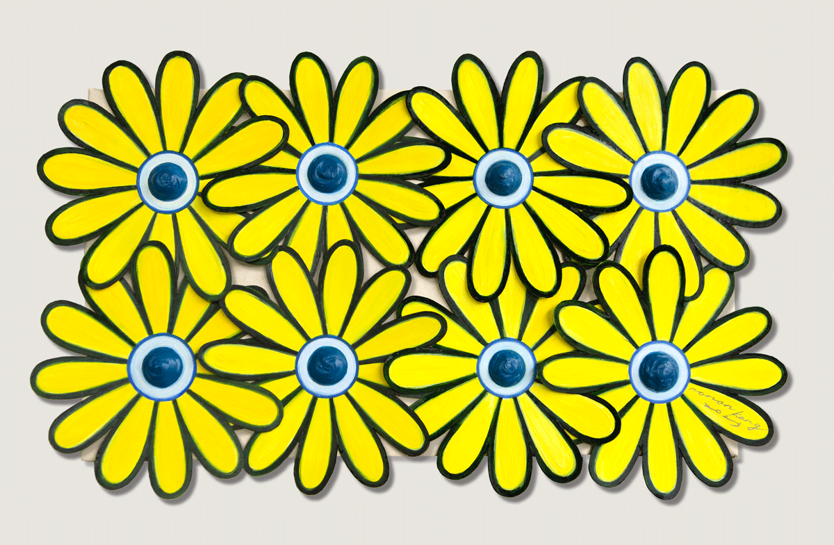 Nanan Kang, Long Long Time Flower (no.23-015). Mixed media on canvas, 8.3 x 13.7 in, 2023.