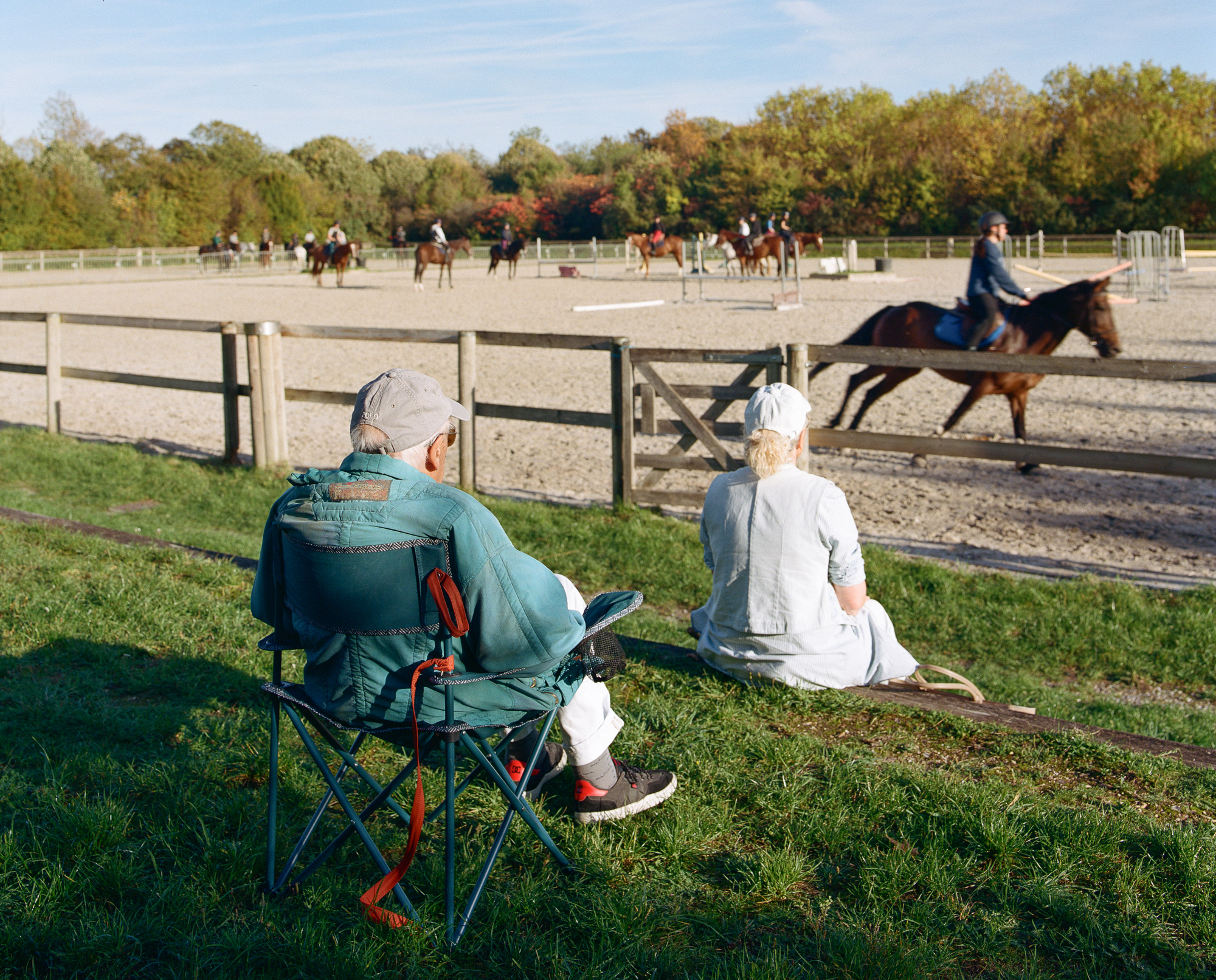 Entraînements hippiques à la carrière équestre de la plaine Saint-Hubert