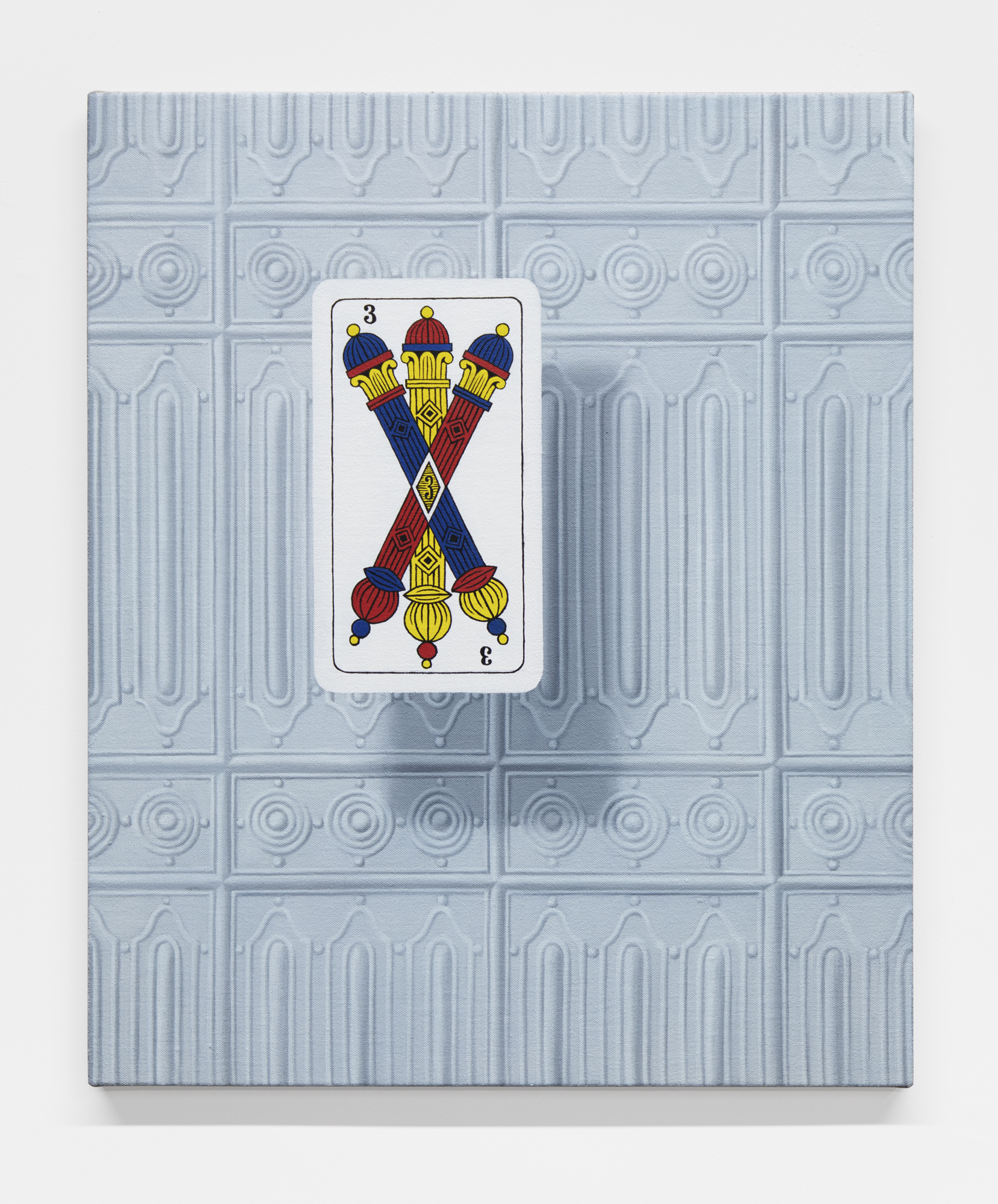 Tre di bastoni, 2022, Oil on linen mounted on panel, 24x20 inch.