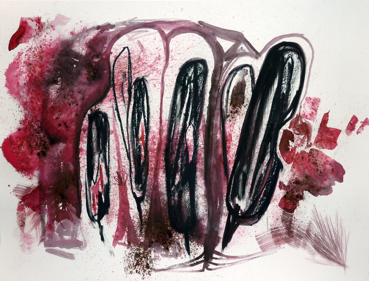  Cattail 4  Charcoal and dye pigment on paper, 18" x 24