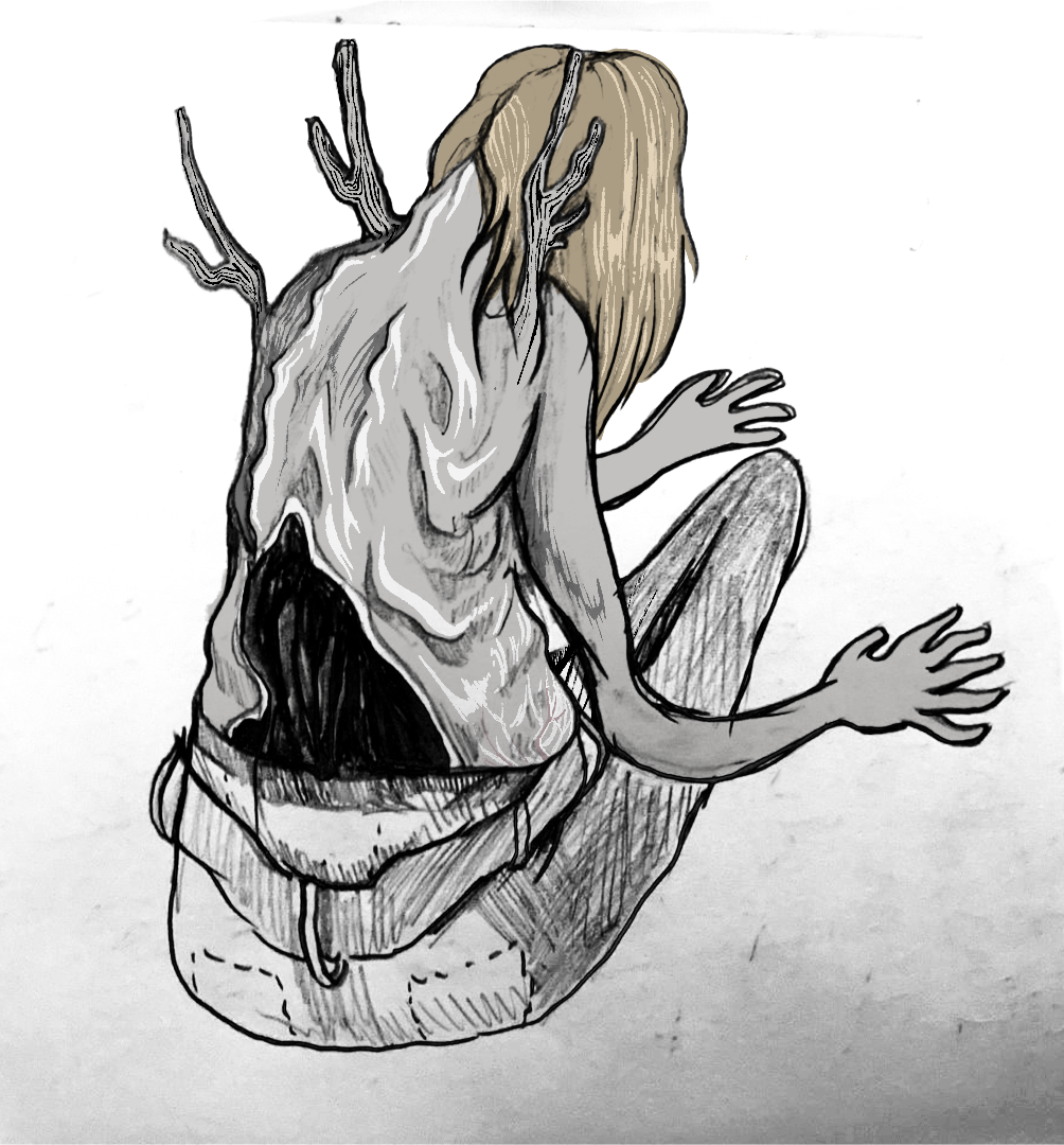 Tree Person from "Rabbit Hole," Pencil on Paper & Photoshop (2022)