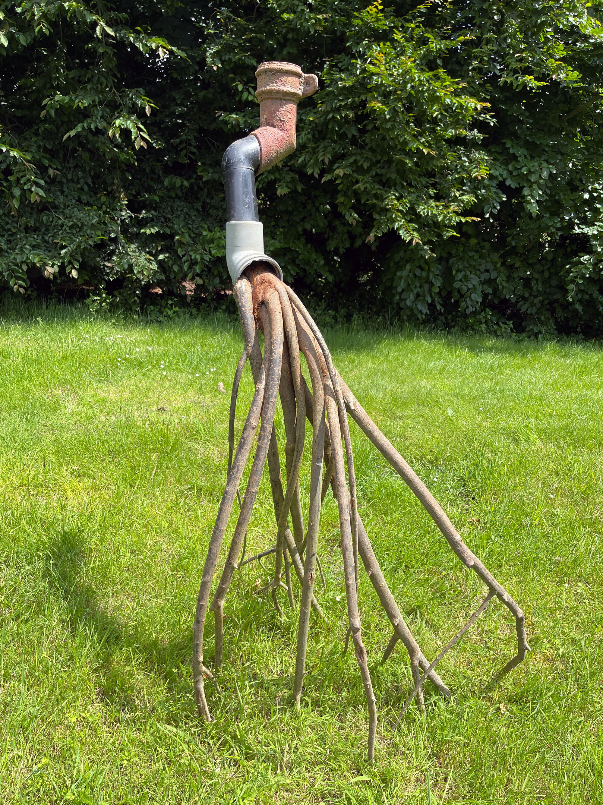 Walker, wood, plastic, cast iron, 142 x 83 x 92 cm