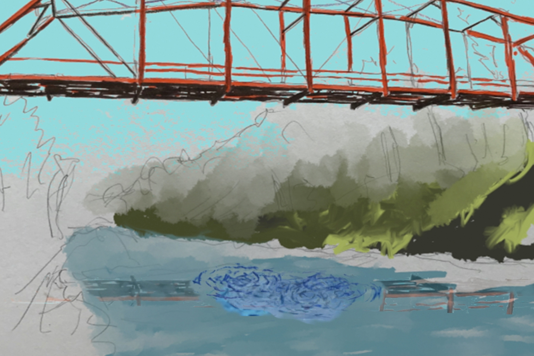 Ripples, frame from Shubuta, 2019, animation.