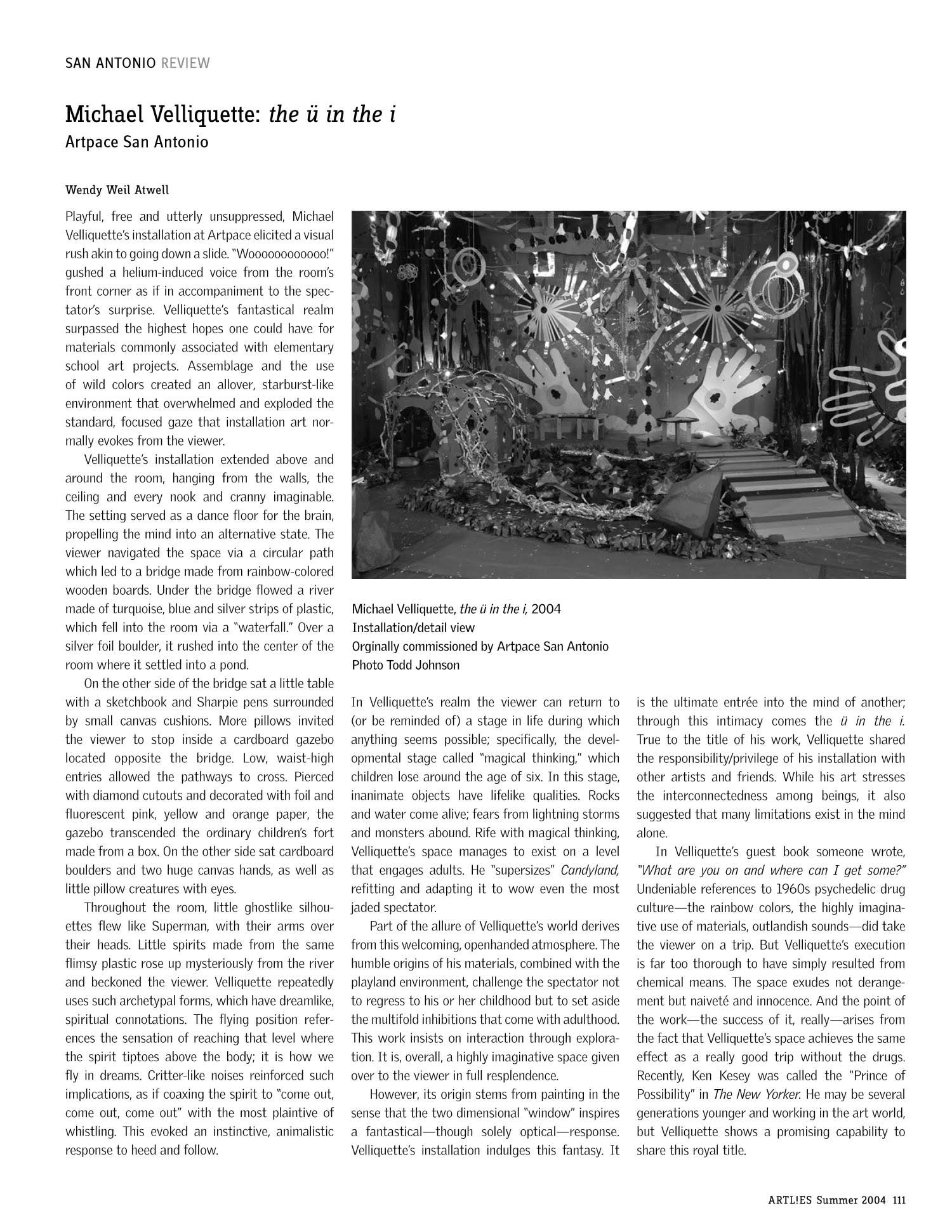 San Antonio Review - Michael Velliquette: the ü in the i 