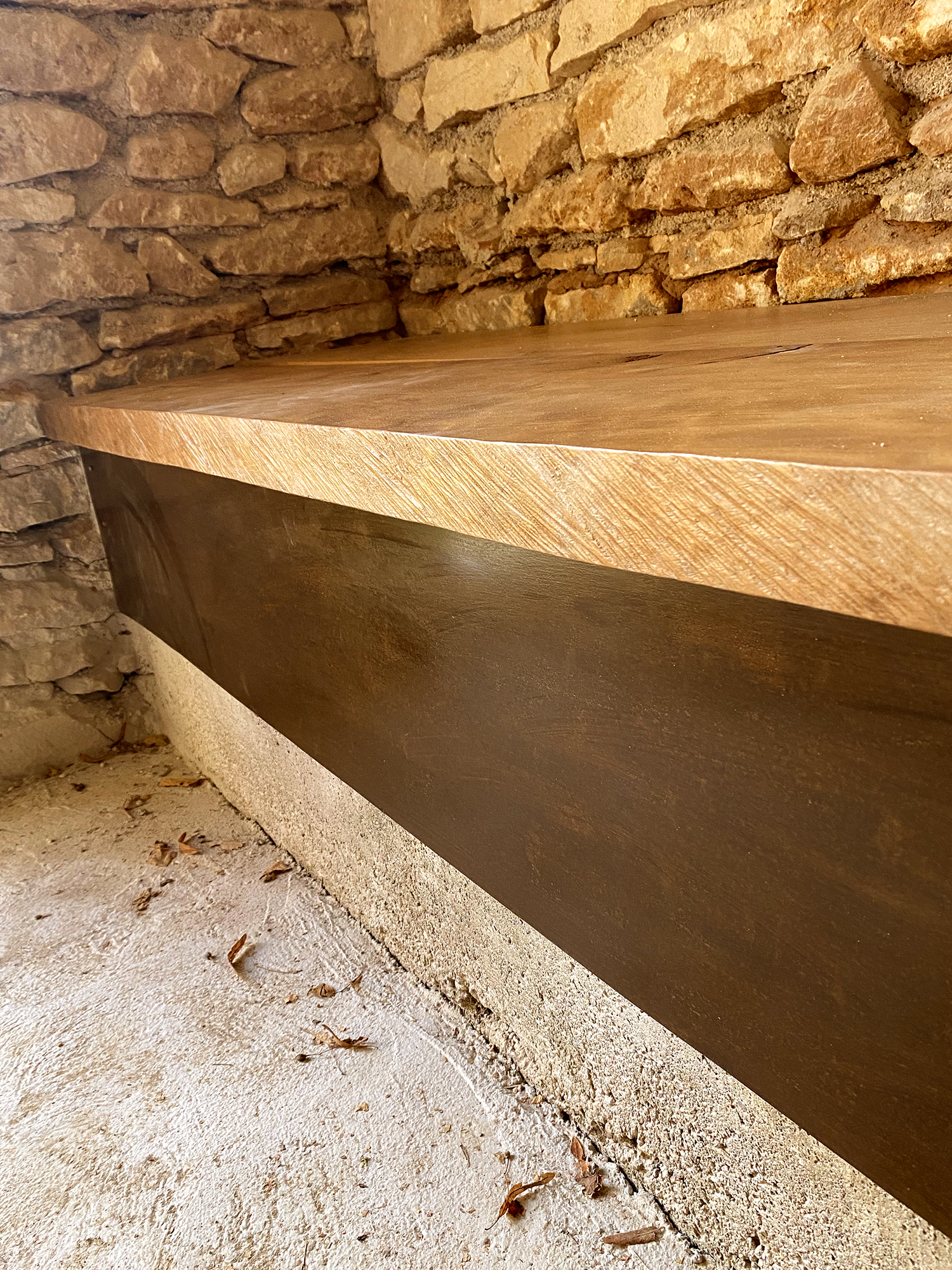 Création d'un banc en iroko et acier