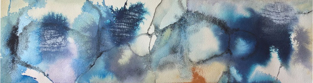 Interconnectivity No. 1 2019  Watercolor, gesso, ink and graphite 22" x 7.5”