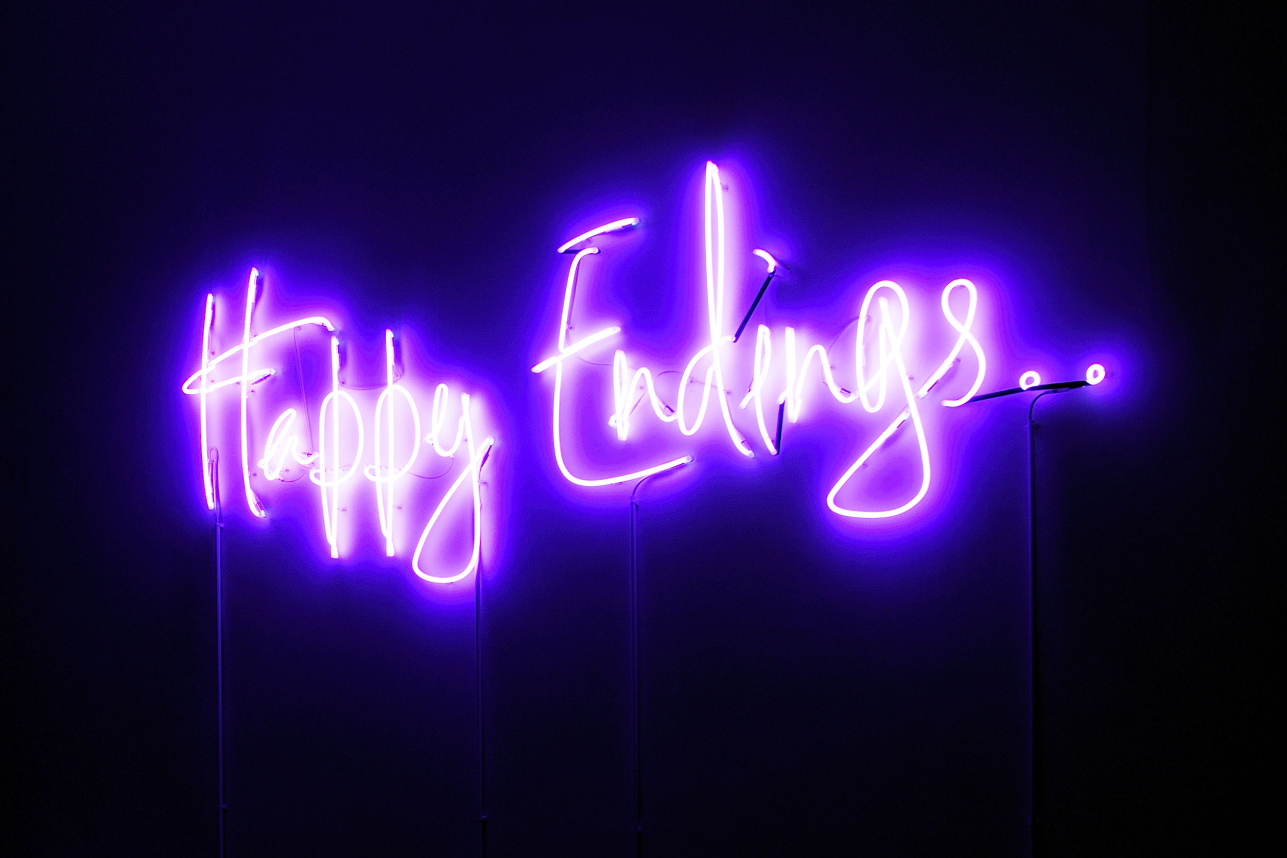 Happy Endings Bar 2010 Neon, wood, metal, perspex, MDF, fabric, glass, paper and paint Dimension variable In collaboration with Peter Saville Installation view FRAC Champagne-Ardenne, Reims (30 September 2010 – 2 January 2011)