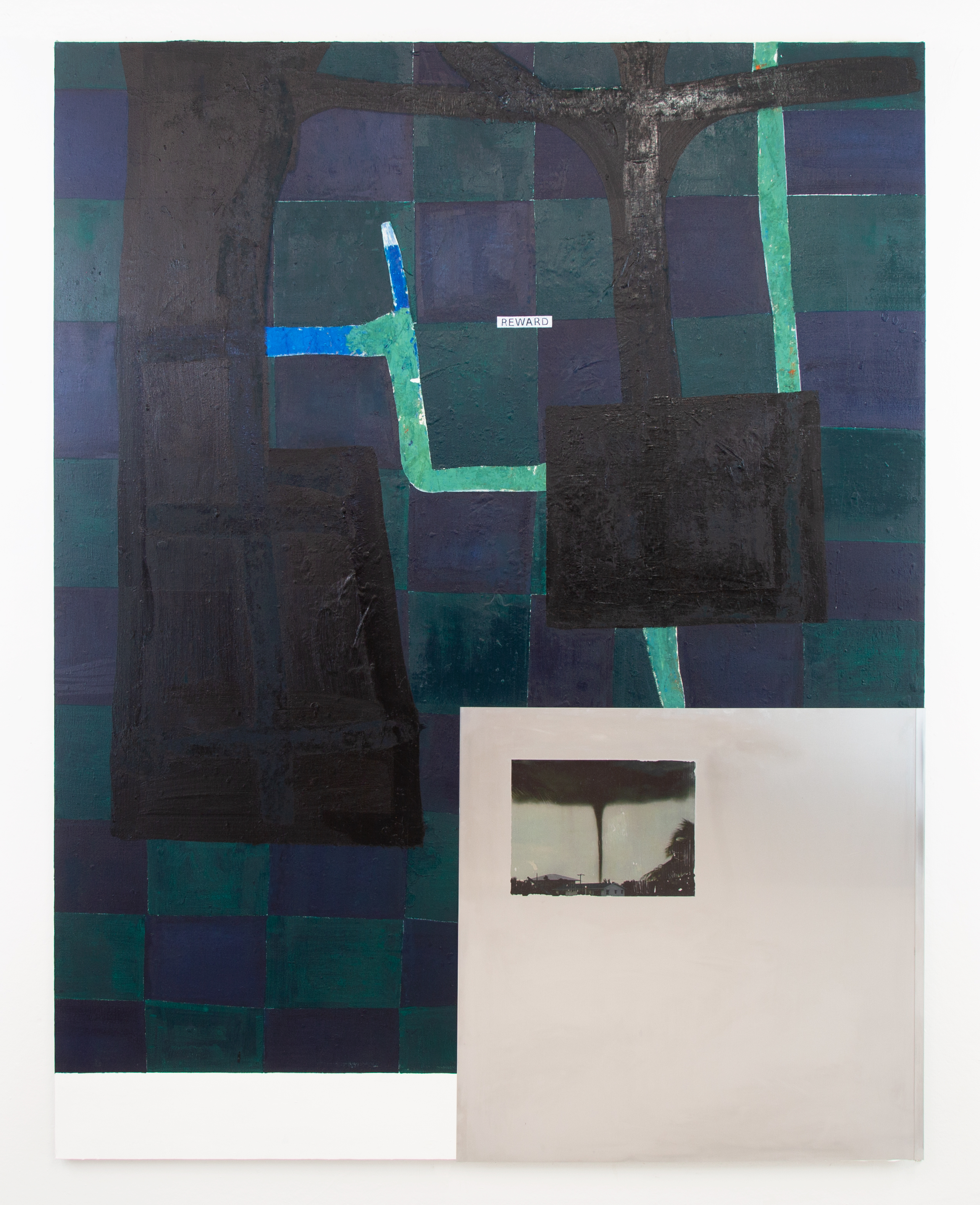 Reward, 2019 Oil and photo-transfer on aluminum on canvas, 87.5 x 68”.