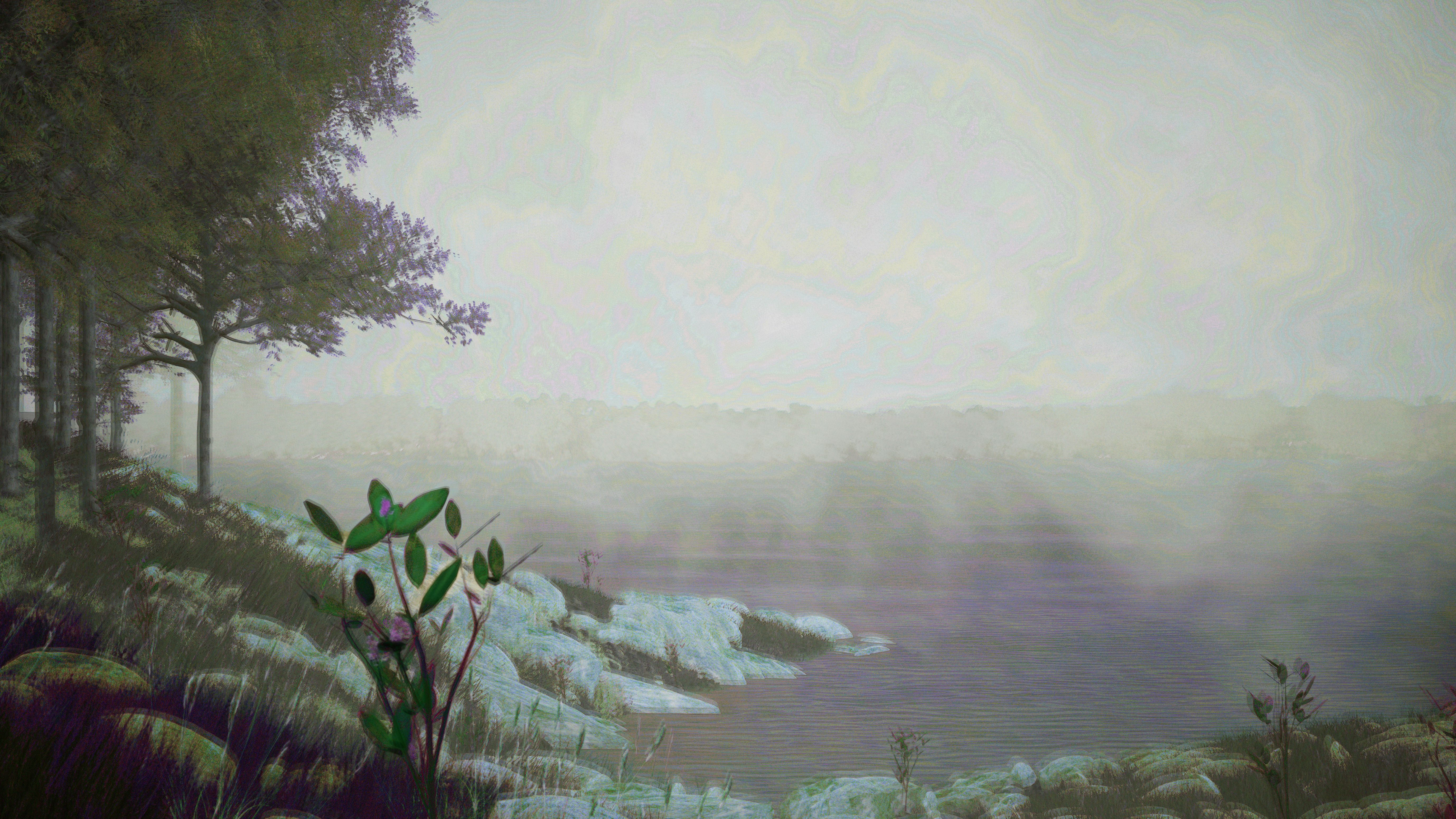 Reconstrucción digital de la extinta Orbexilum stipulatumin en su hábitat perdido de Rock Island en el Río Ohio, Kentucky, antes de su extinción en 1881. © 2019 Alexandra Daisy Ginsberg