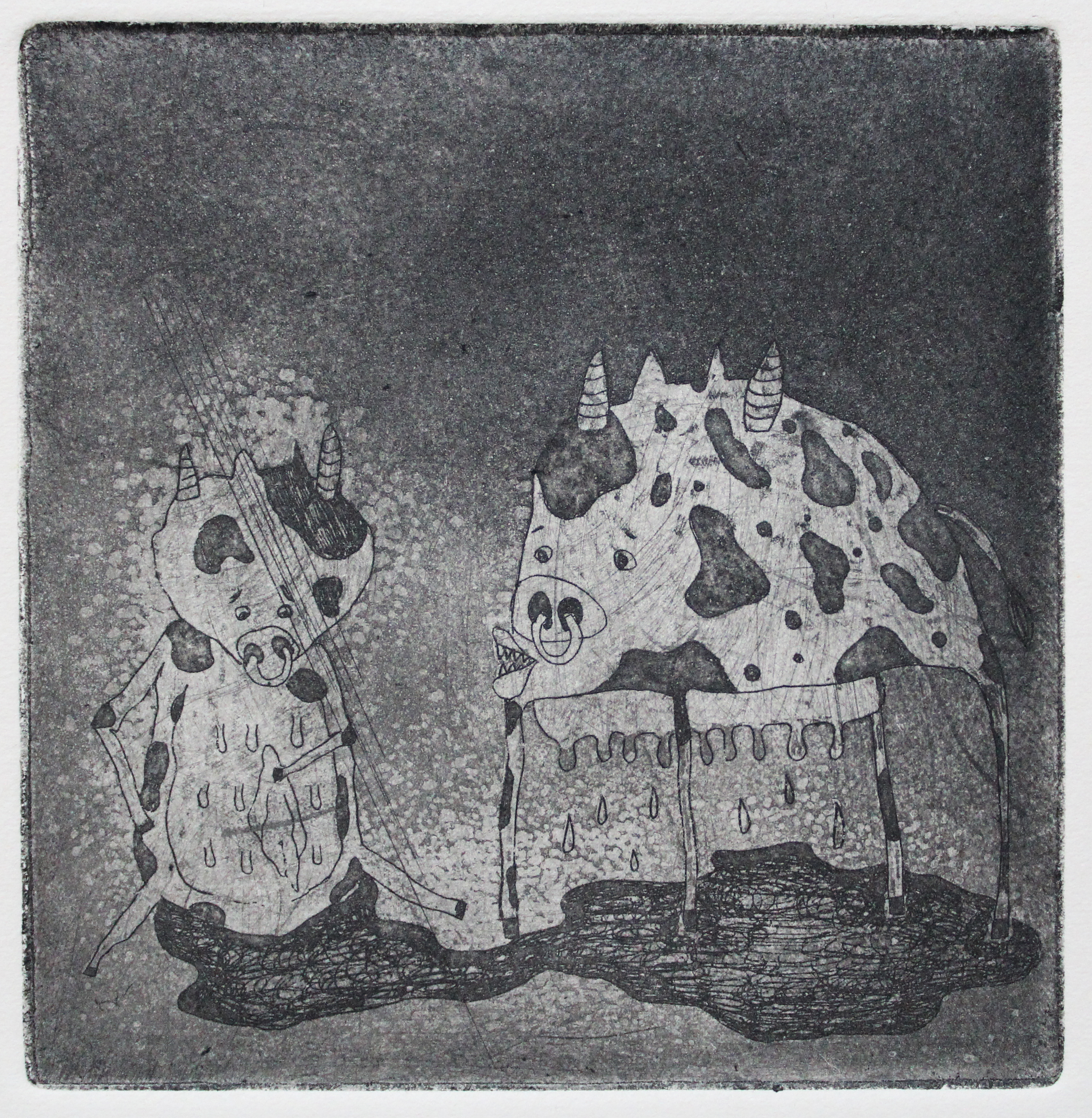 Milky crisis, intaglio print