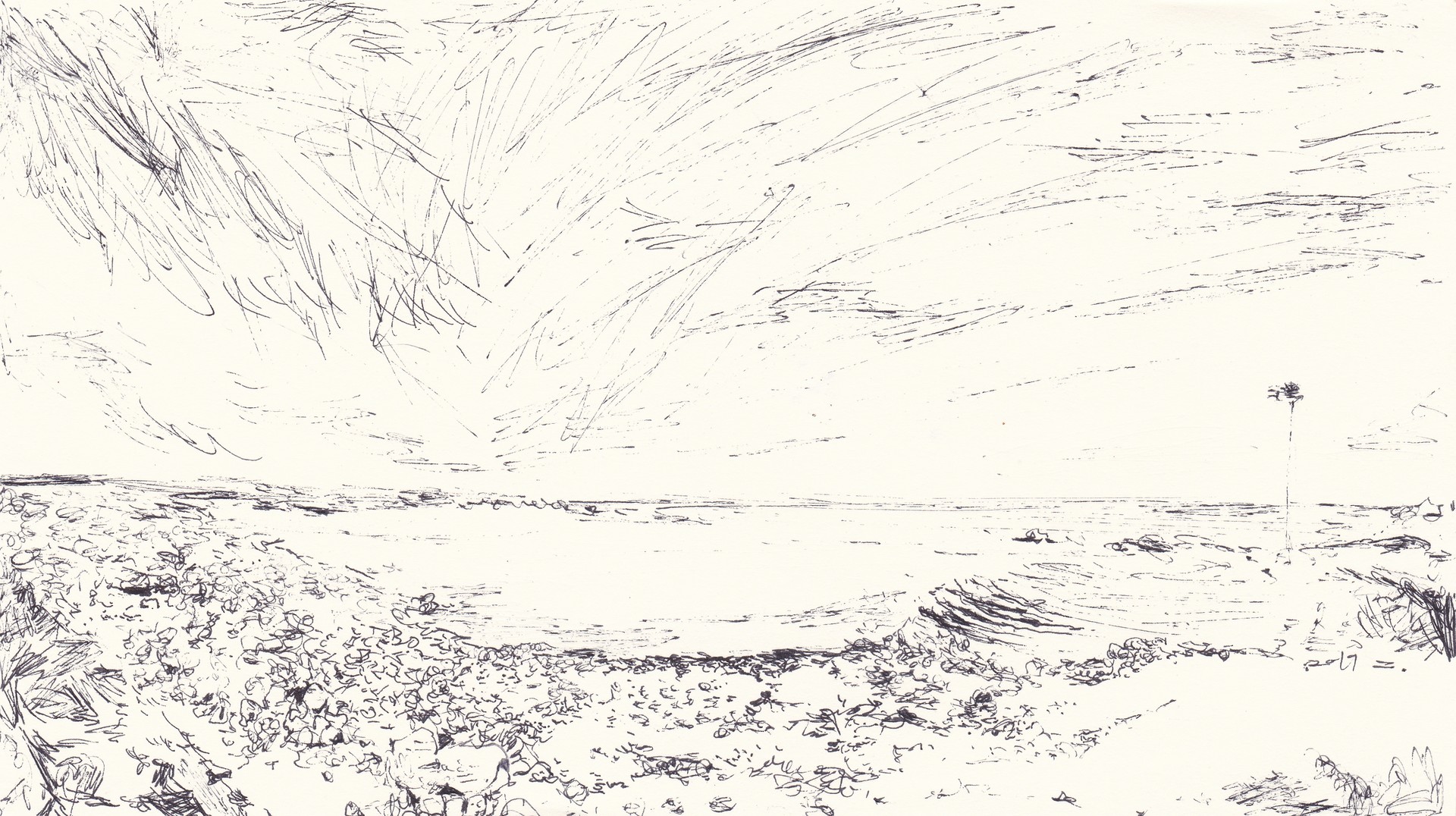 제주도 바다, 2019, pen on paper, 10*17.8(cm)