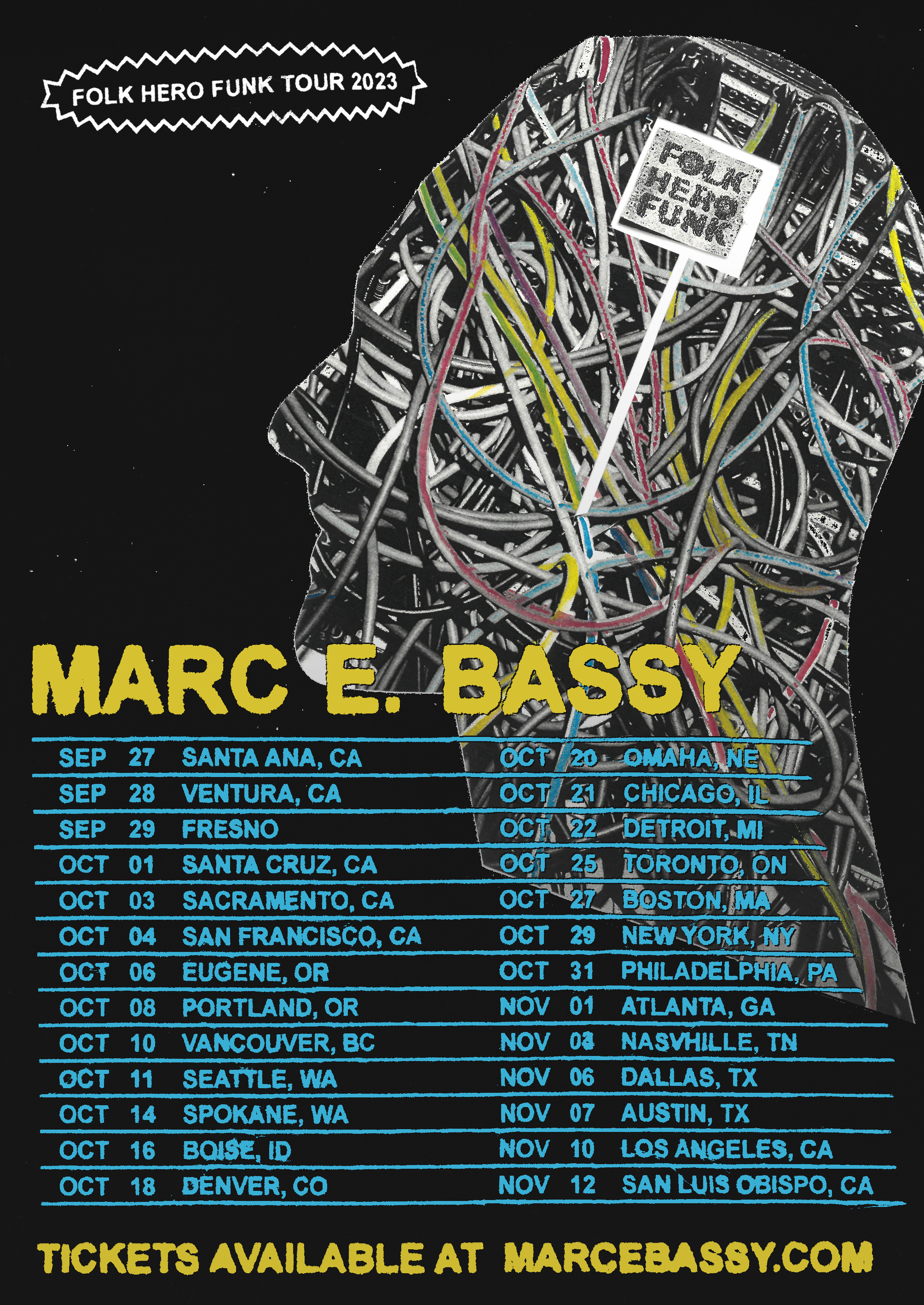 collage for Marc E. Bassy tour poster
