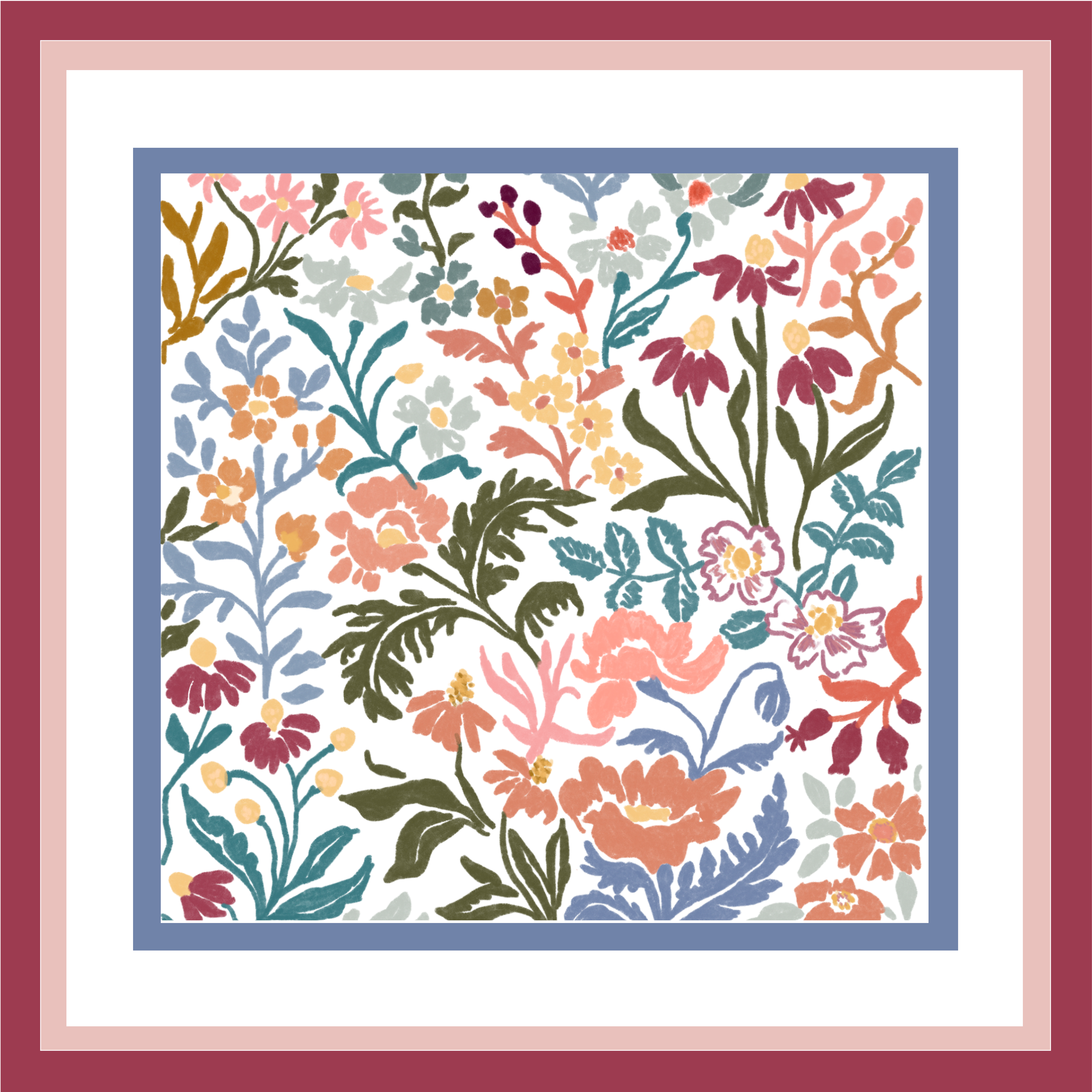 Pañuelo de seda floral