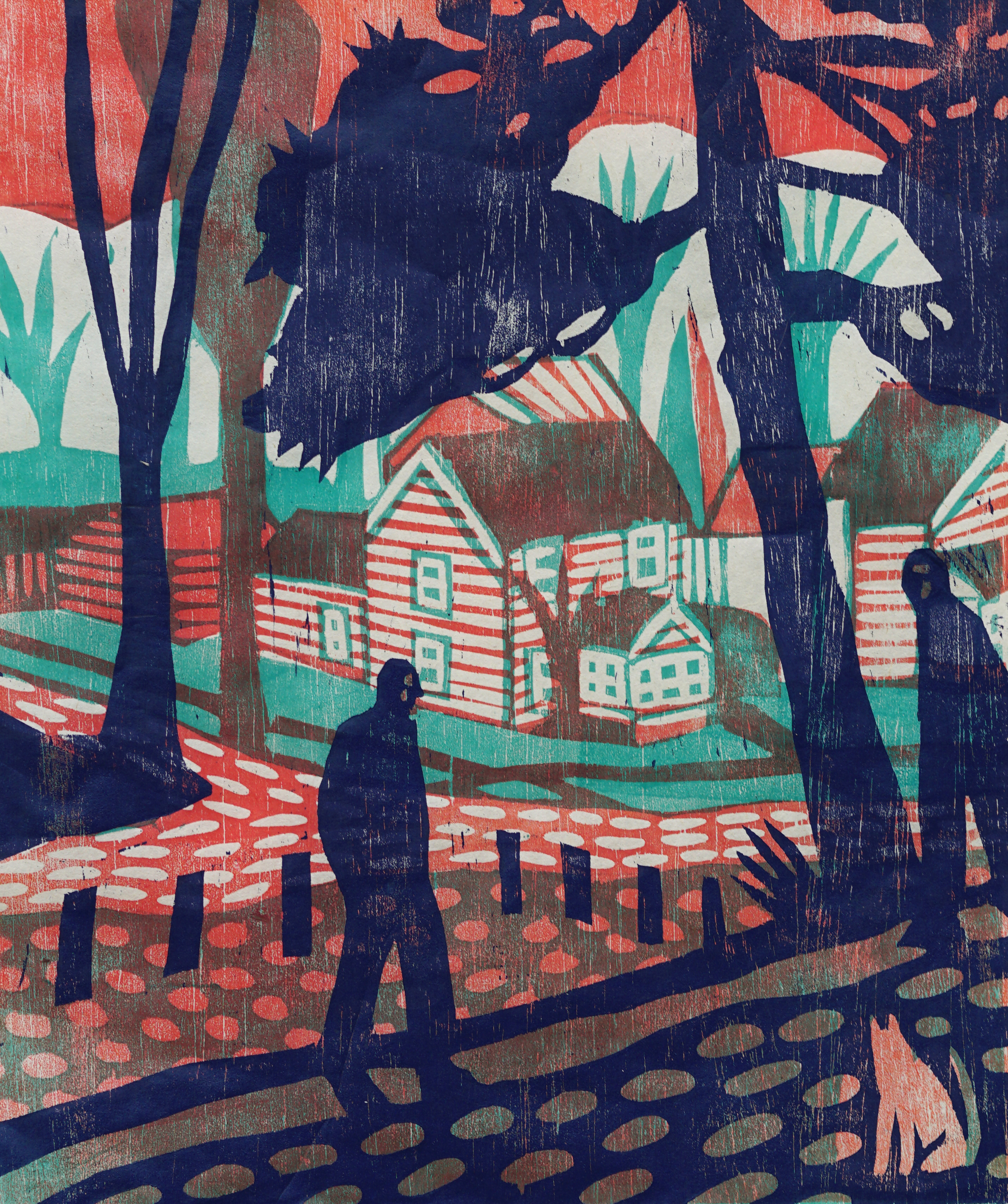 Let No Fellow Wanderer Be a Stranger, three-layer woodcut