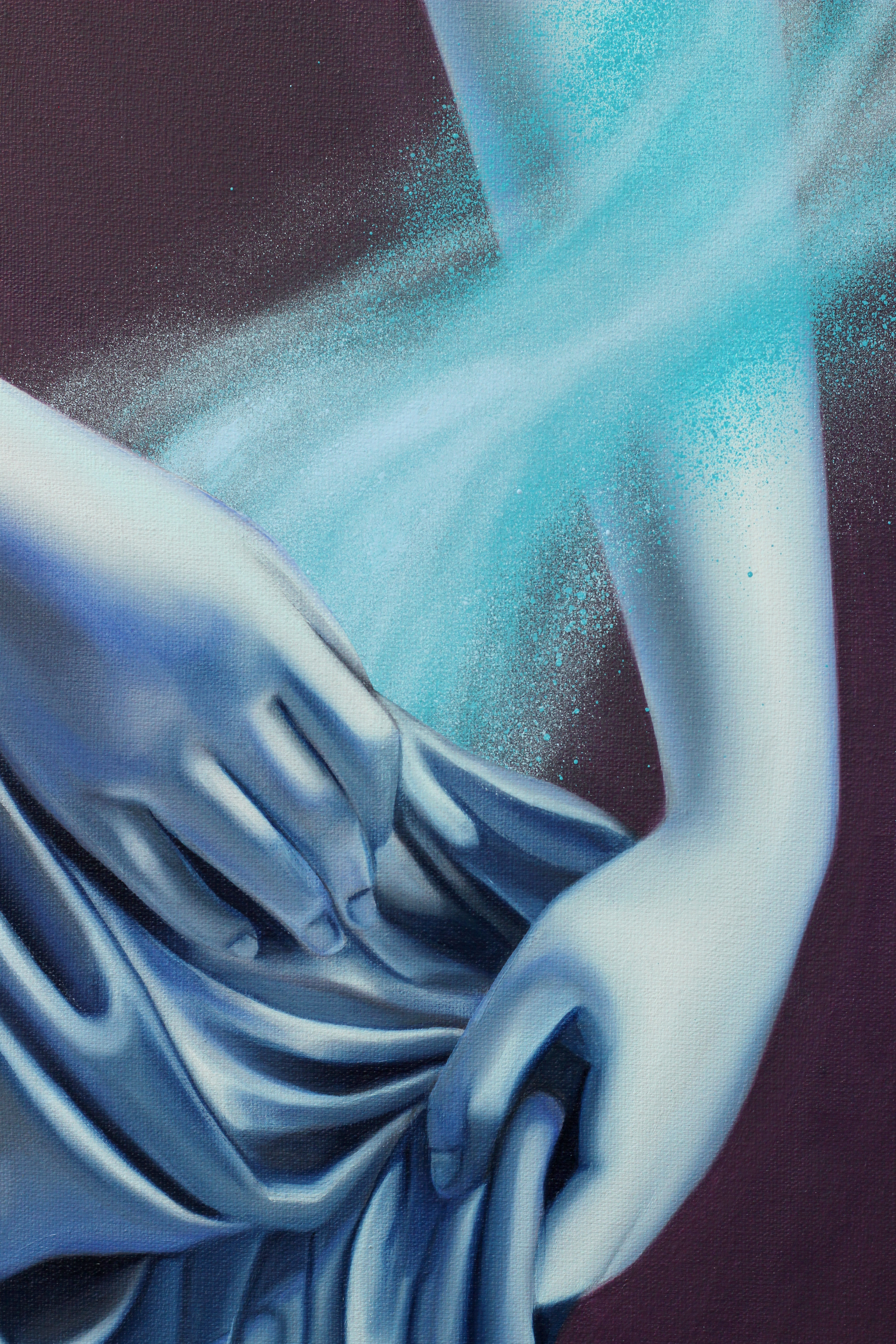 O presente de Perséfone, 2024. Óleo e spray sobre tela, 30 x 40 cm.