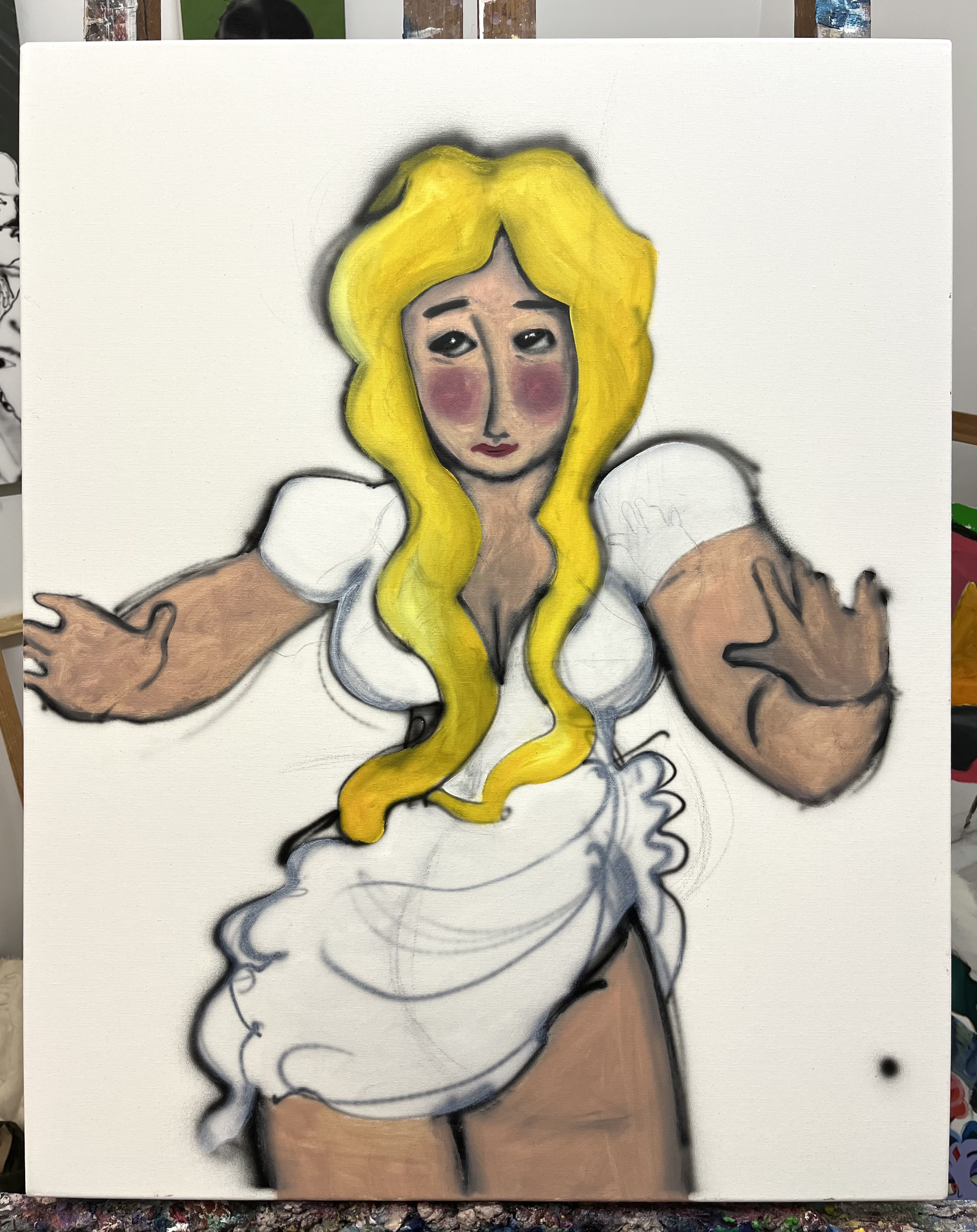 Monroe, oil and acrylic on canvas, 30'' x 24'', 2025