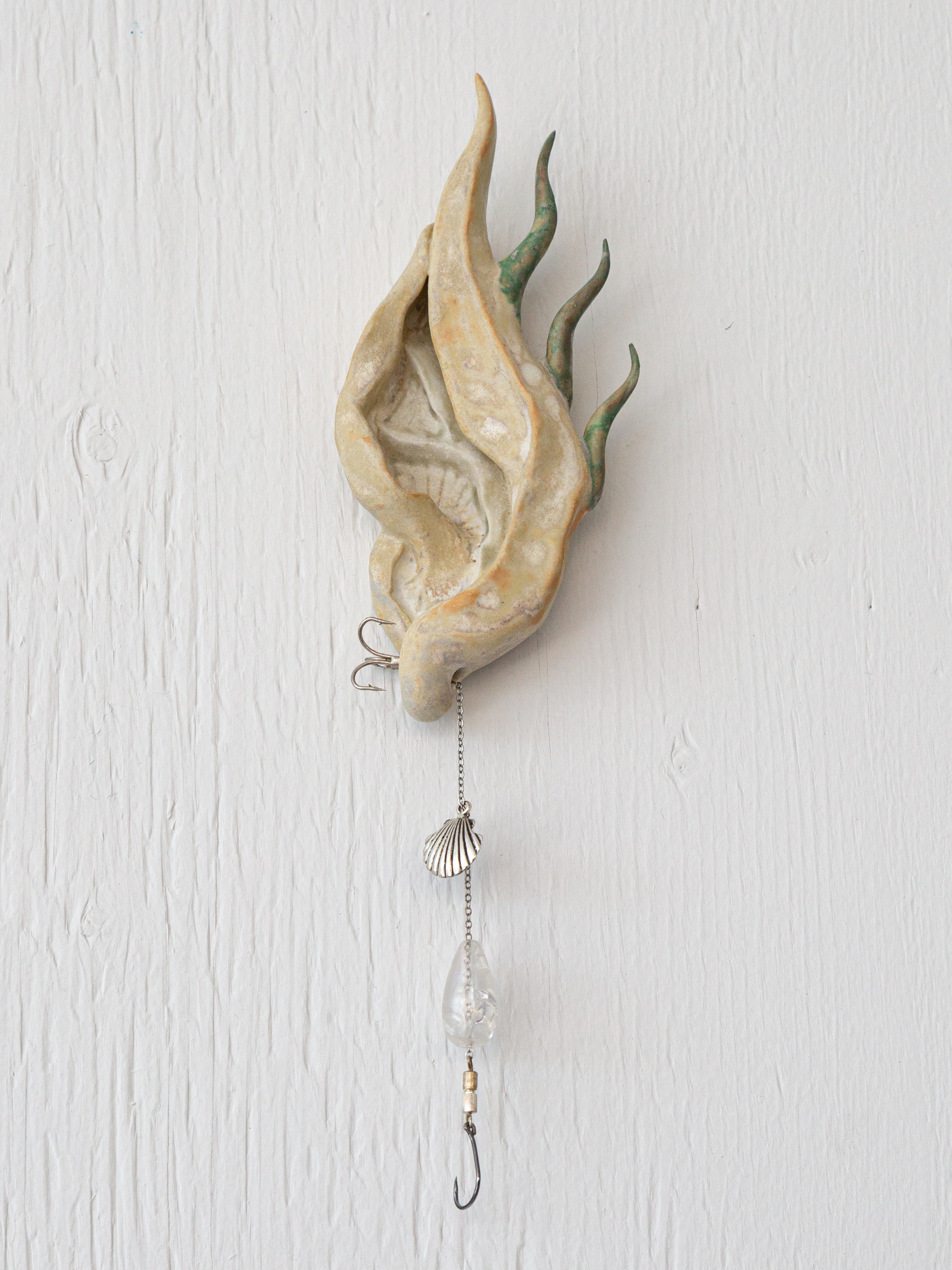 Lure, Porcelain, Glaze, Chain, & Fish Hooks, 2023 - sold