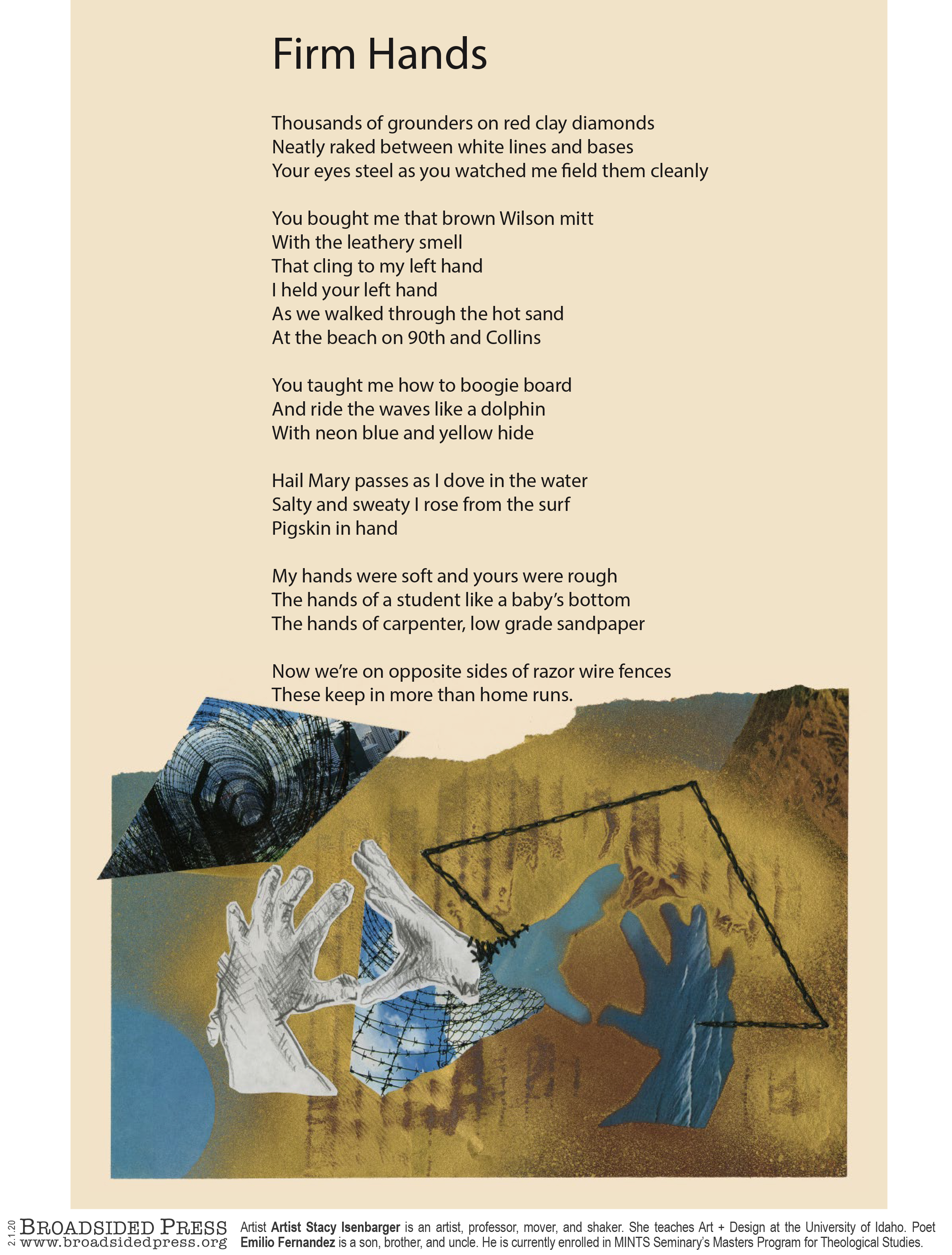 "Firm Hands" May 20, 2020 • Words by Emilio C. Fernandez • Art by Stacy Isenbarger