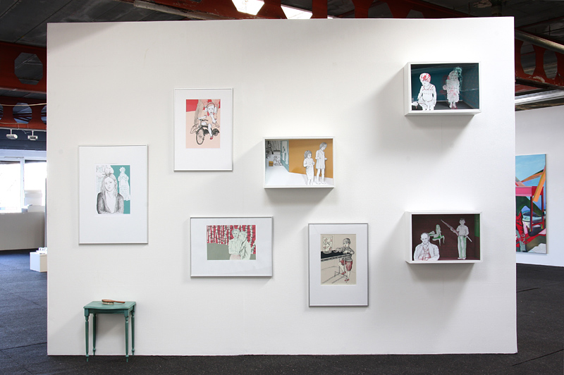 Installation view with silkscreen prints, Berlin Next Generation, Galerie Schuster, 2009.