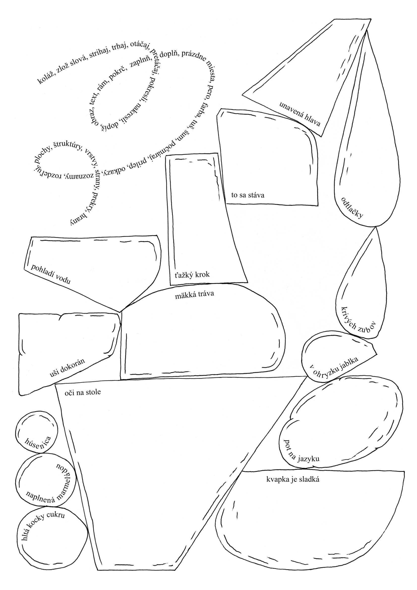 worksheet featuring text and abstract shapes