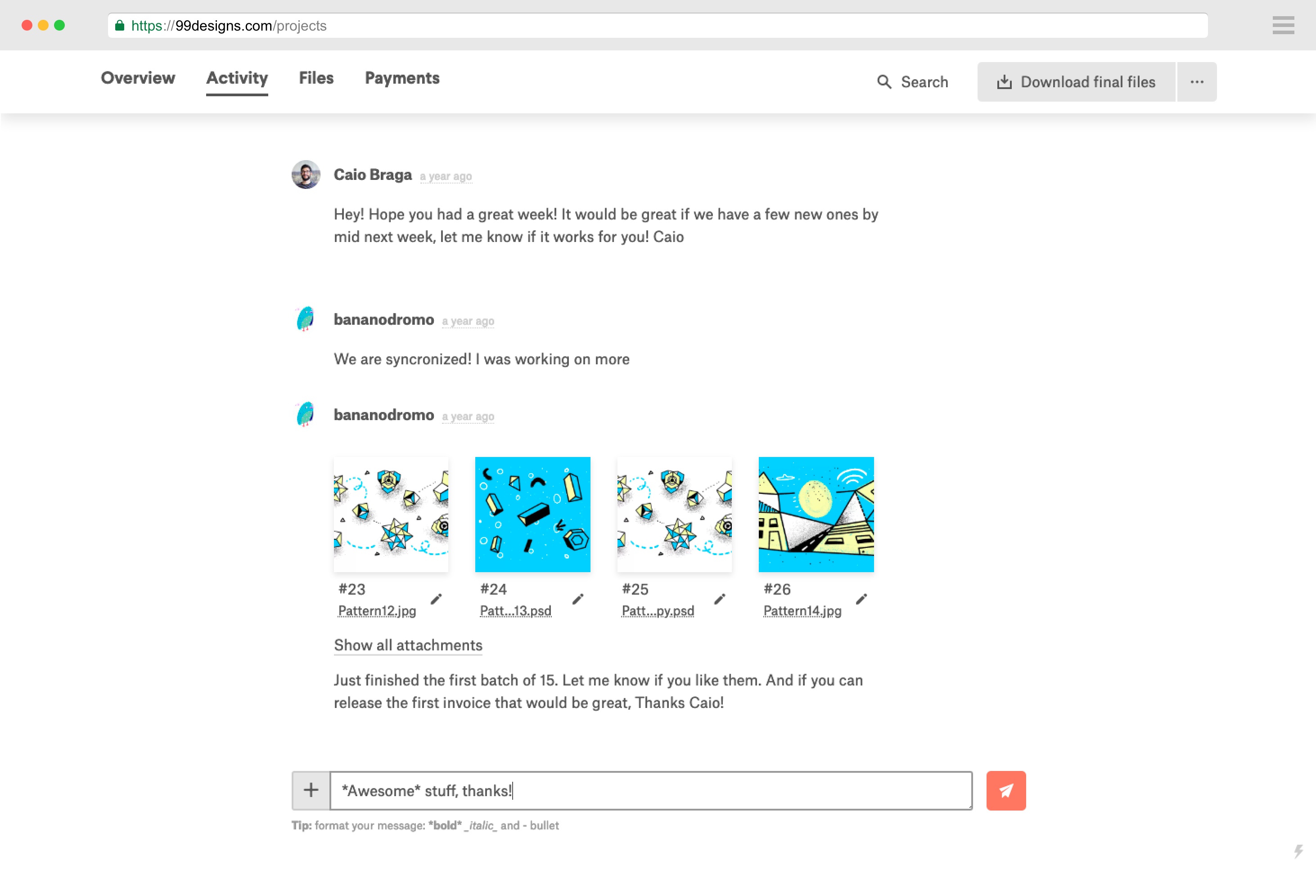 Communicating within a project