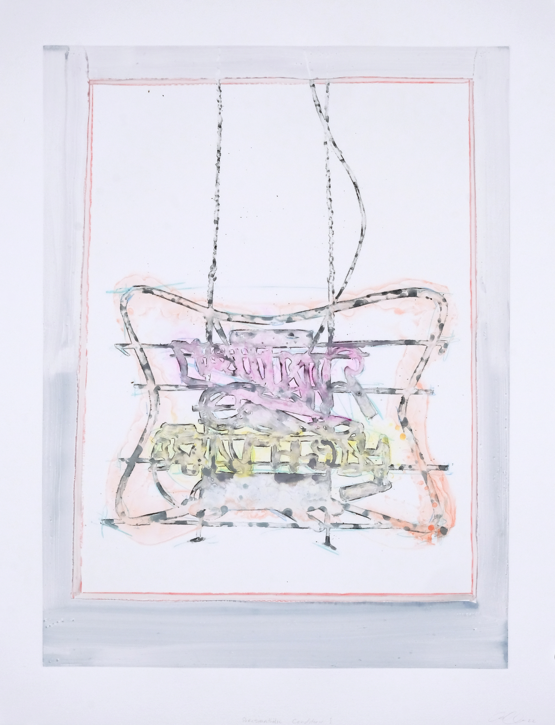 Parasympathetic Condition I, watercolor monoprint, 28 x 21 3/4