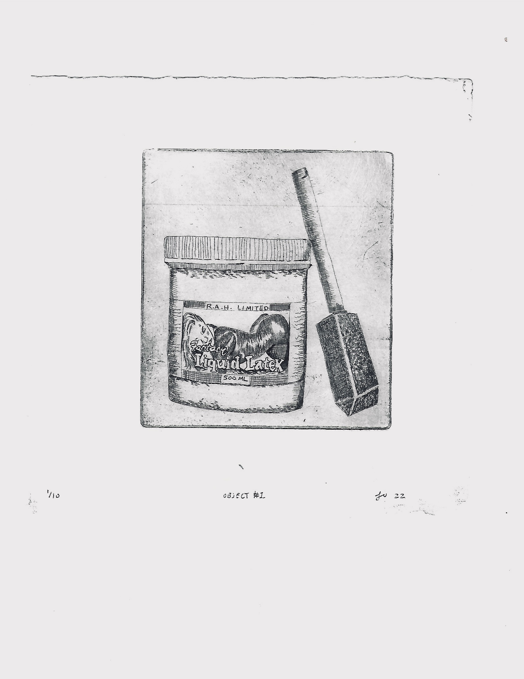 liquid latex,  hard ground intaglio etching 4x4 inches, 2022