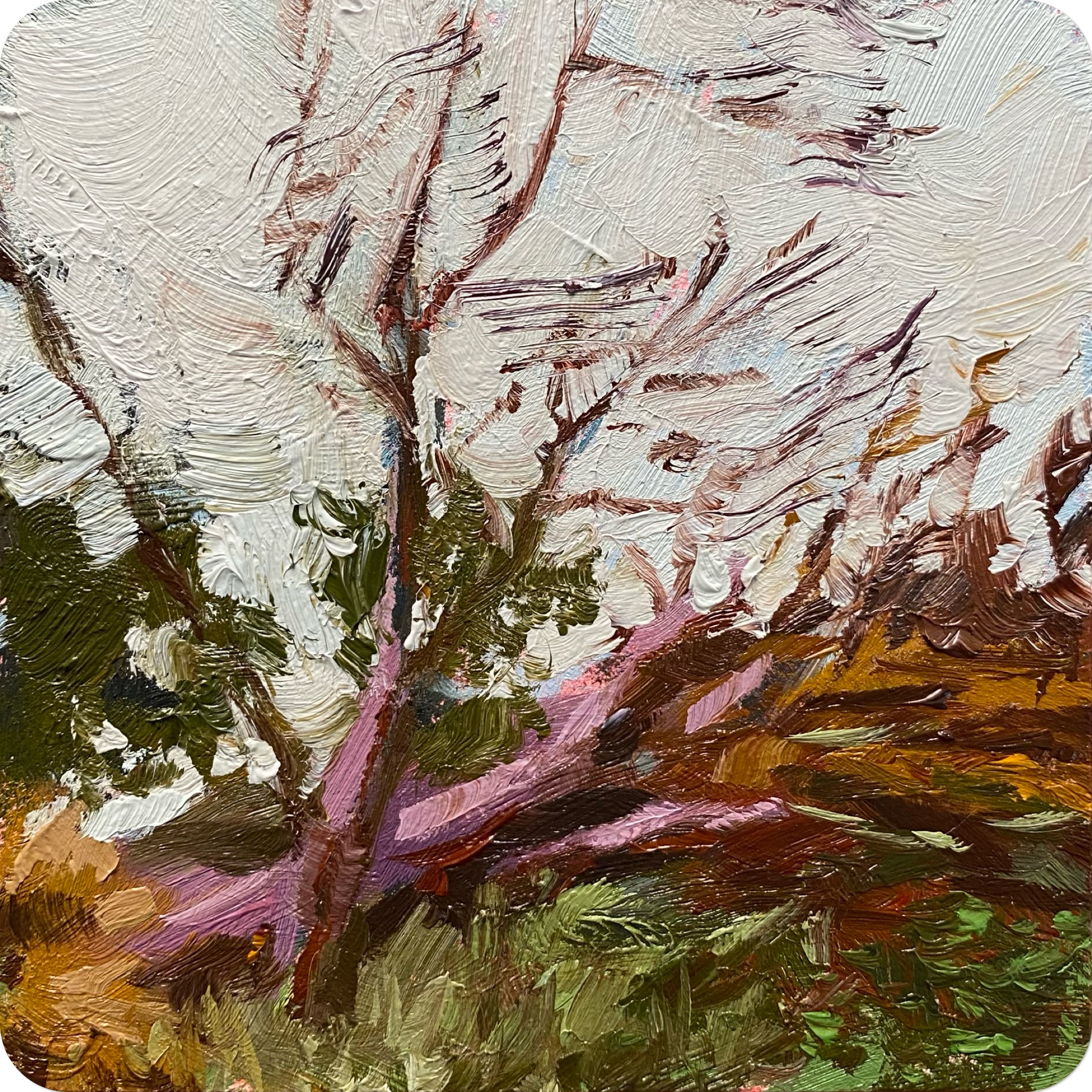 tombé 1, 202510 x 10 cm oil on MDF coaster