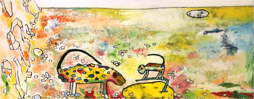 尋覓月亮的猴子A monkey looking for moonOil.board, Cm122x51, 2013