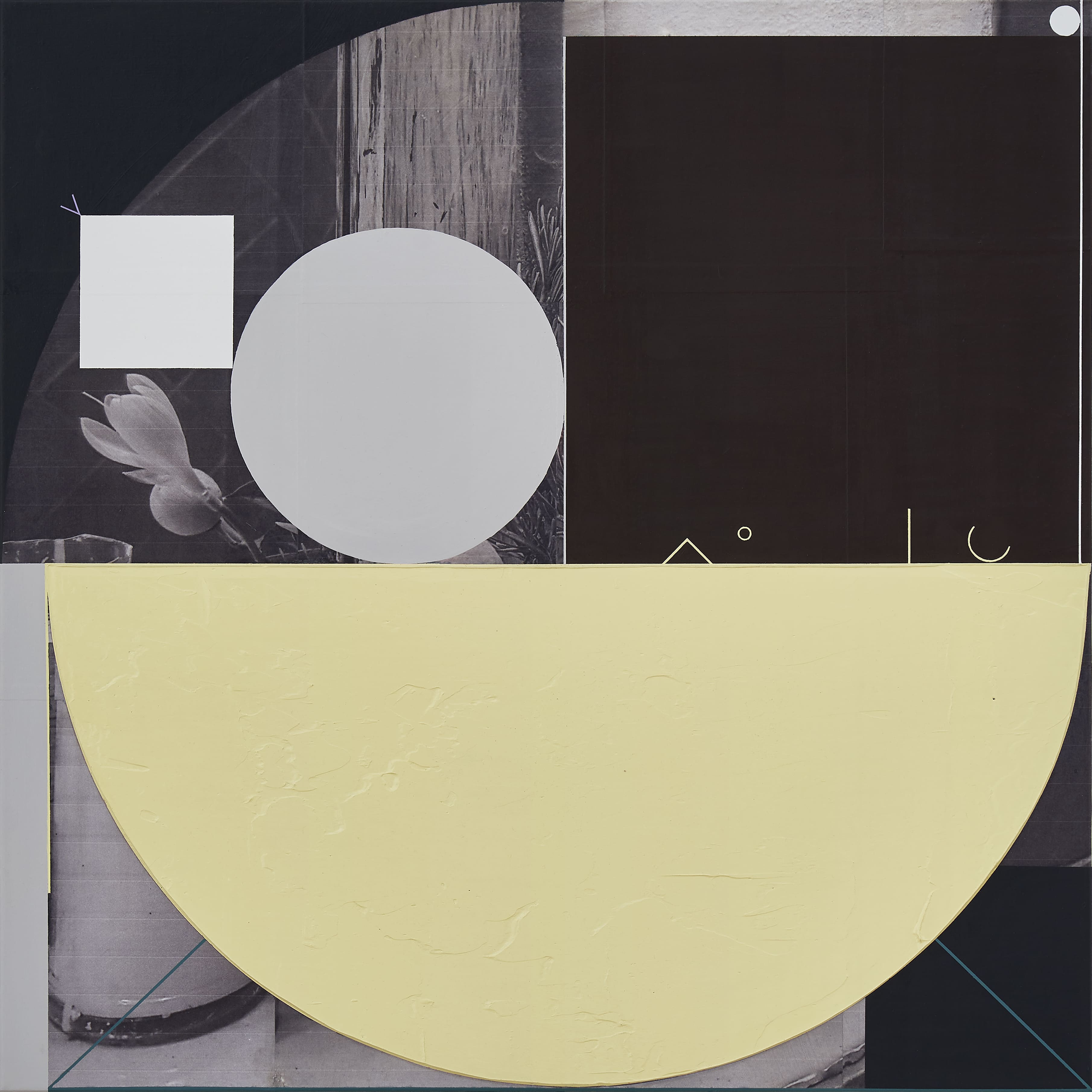  Lemon, Cypress and a Welcome, 2020, Acrylic and photo-collage on canvas, 73 x 73 cm