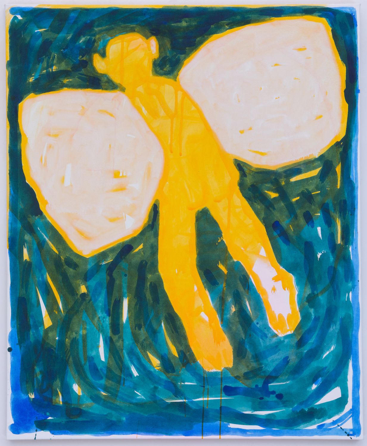 Untitled (with wings), 2024, Flashe on canvas 54 x 43.5 in.