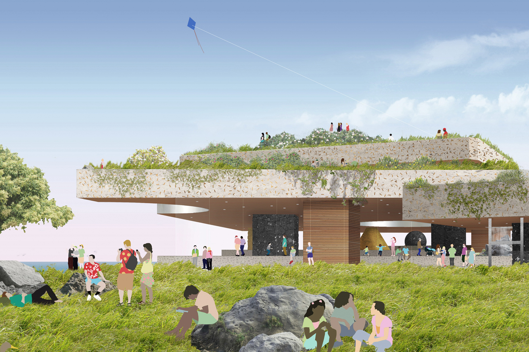 ● Render view / Presidential Library, Competition / MOS / Role: Designer / Honolulu, Hawaii (2014)