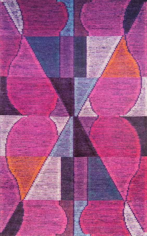 Handwoven wool rug. Serial production. 1990's