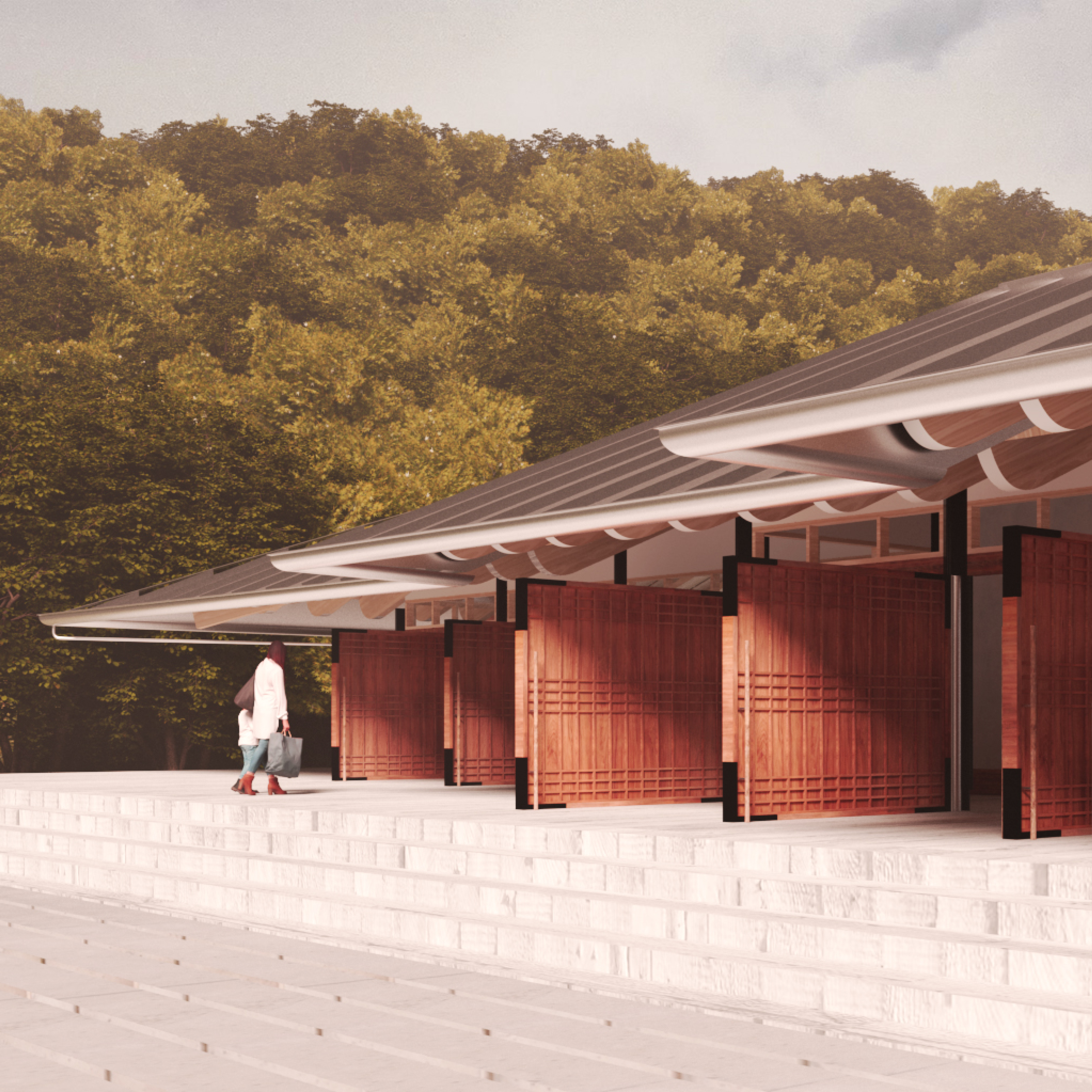 The edges of the roof