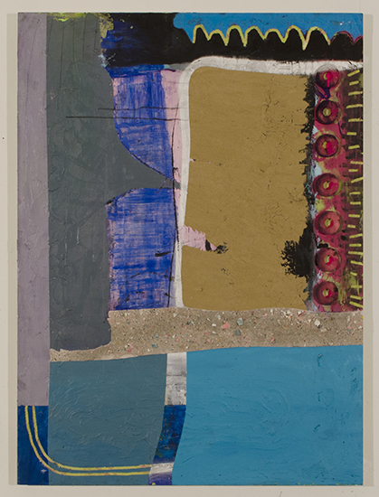 Pineapple Blues3' x 4'Acrylic and latex paint, tempera paint, spray paint, vinyl spackle, swimming noodle, dry pigment, charcoal, graphite, plaster, dirt on panel