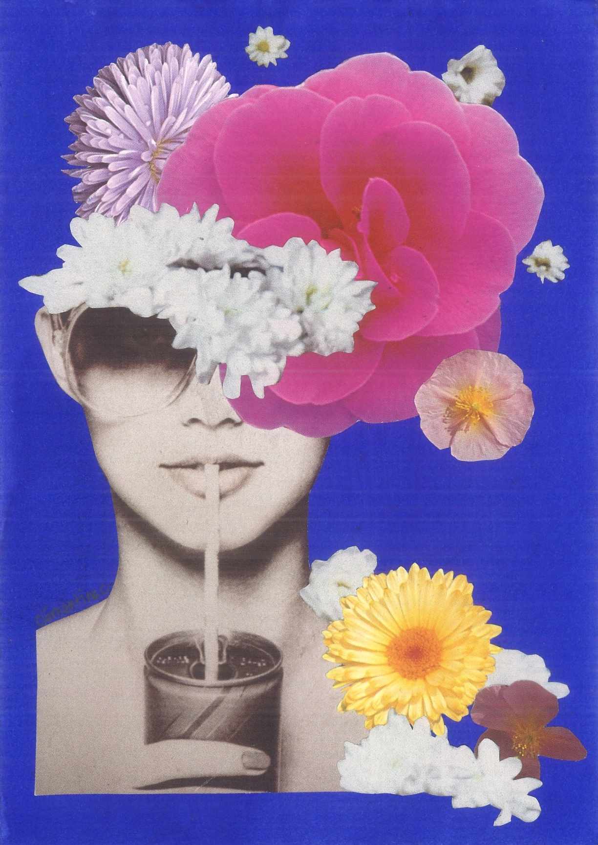 Collage papier fleuri, Clémentine Chapron