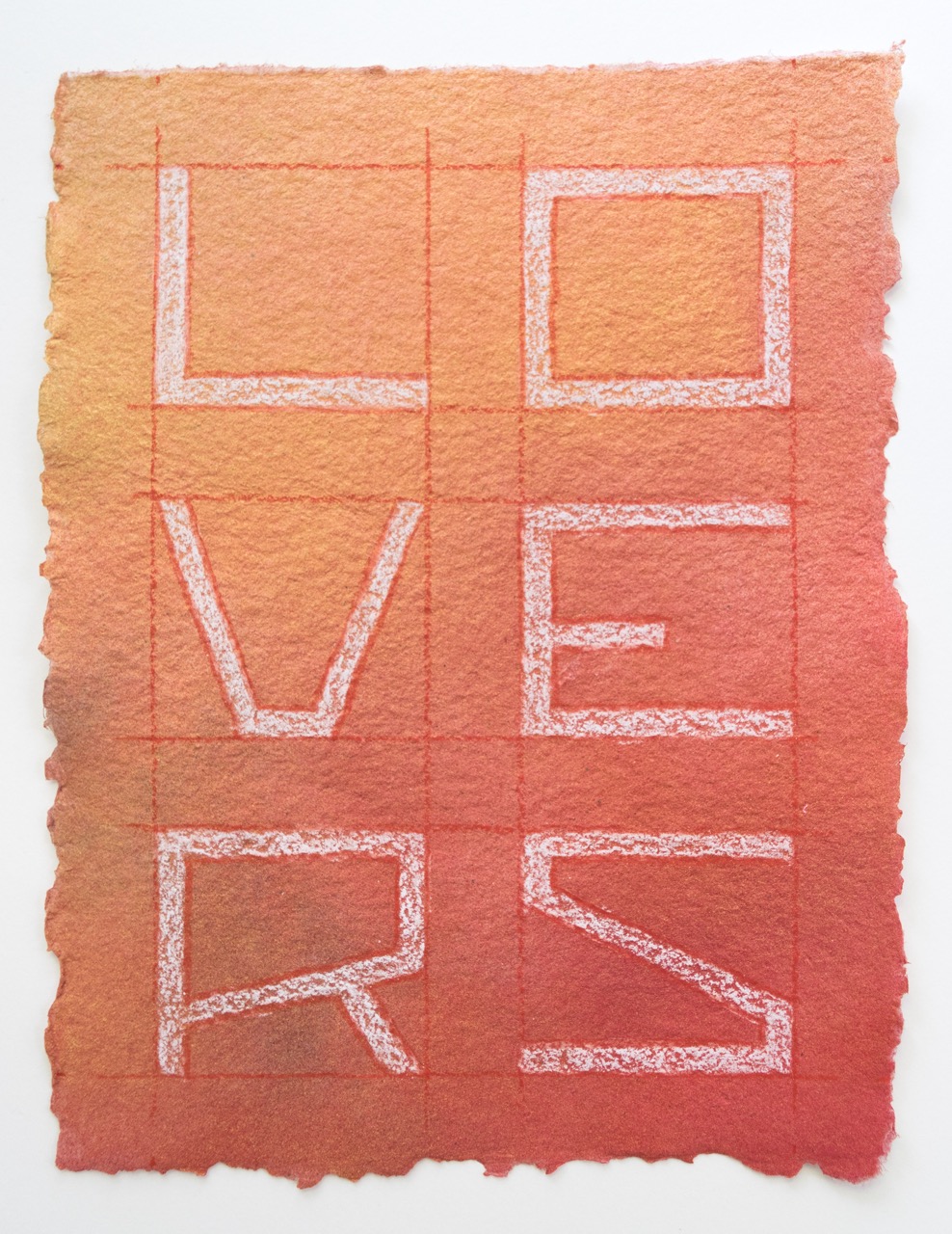 Nervous Looks And Laughter Enamel, colored pencil, handmade paper 9 x 12 inches 2017