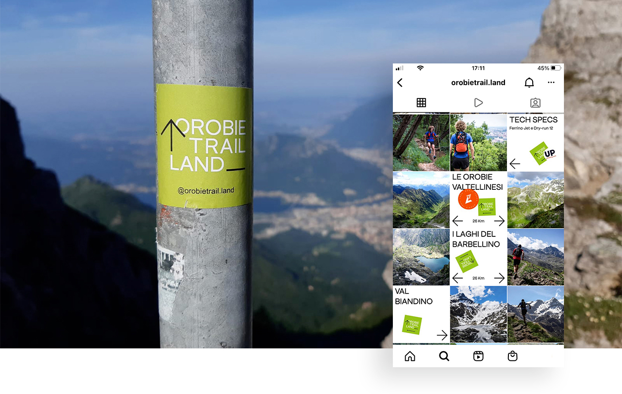 Orobie Trail Land, identity e graphic system, 2021. Photo © Claudio Regazzoni