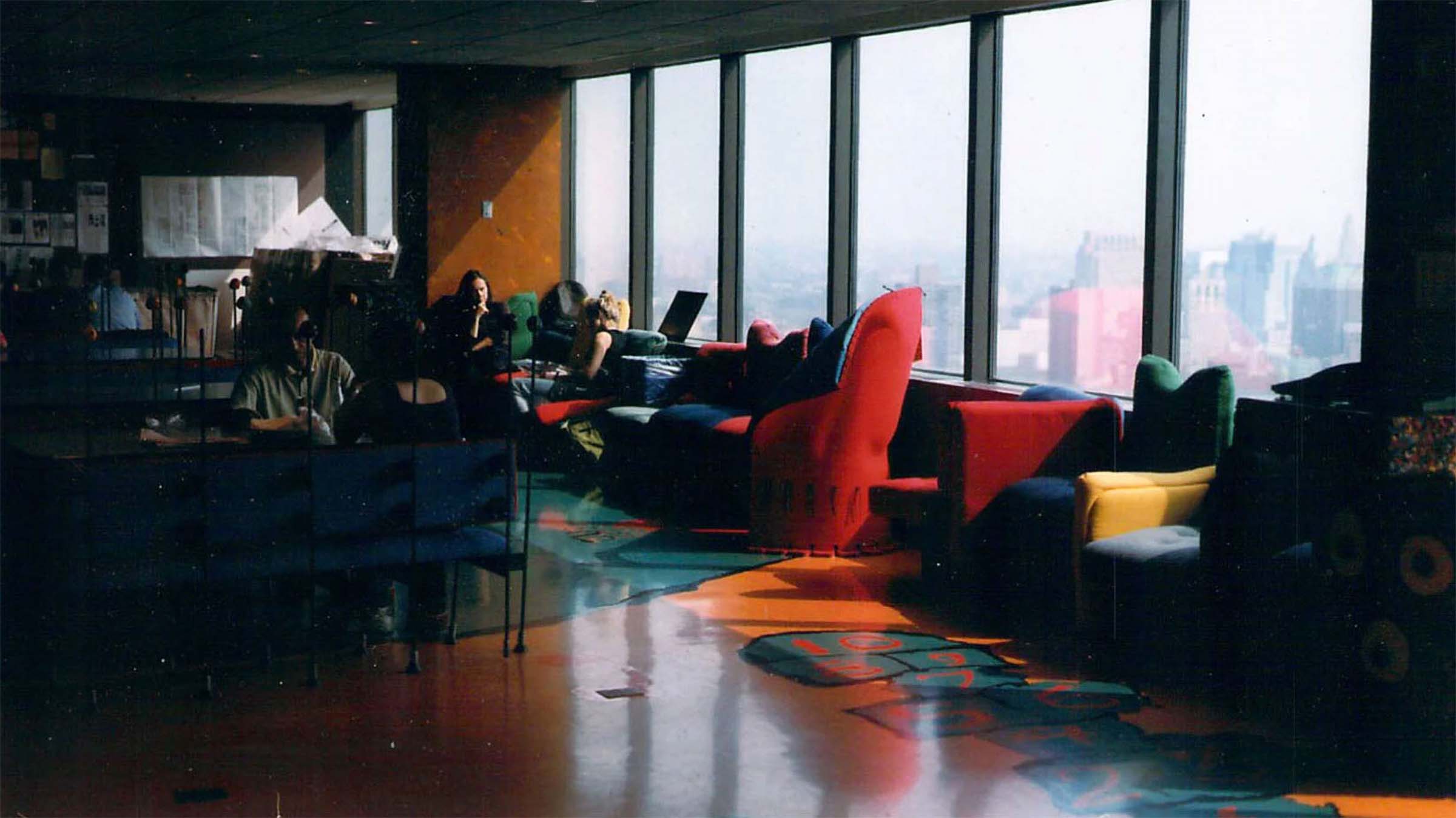 hopscotch court on the resin floors of Gaetano Pesce/s 1994 nyc office for advertising agency TBWa/Chiat/Day