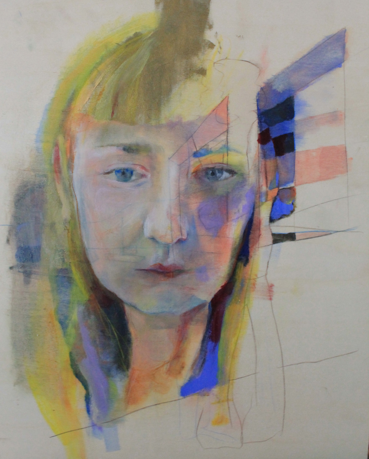 Some kind of wah wah face, 2014, Mixed media on wood panel, 50 x 38cm