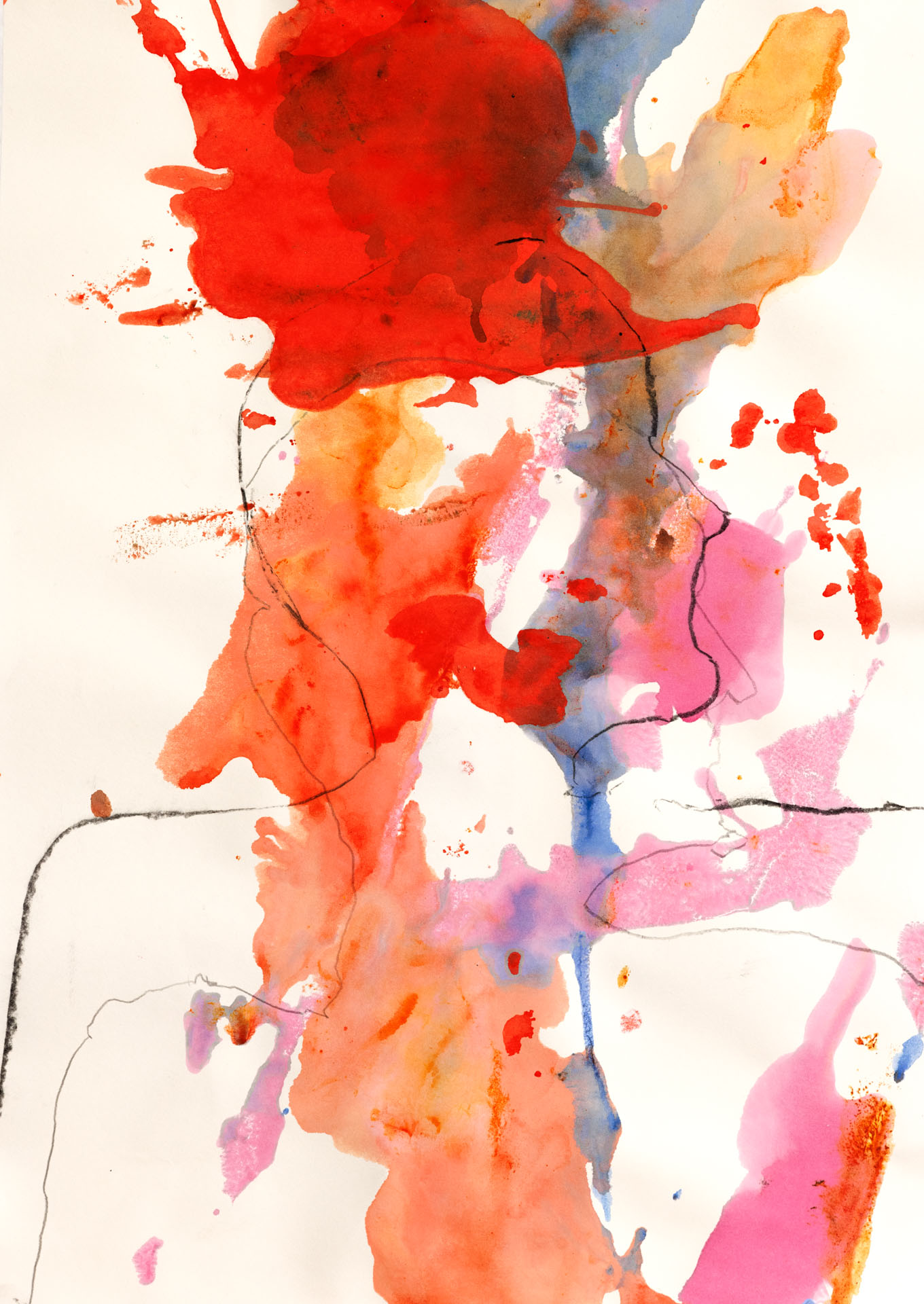 o. T.Acryl, Kohle auf PapierDIN A2