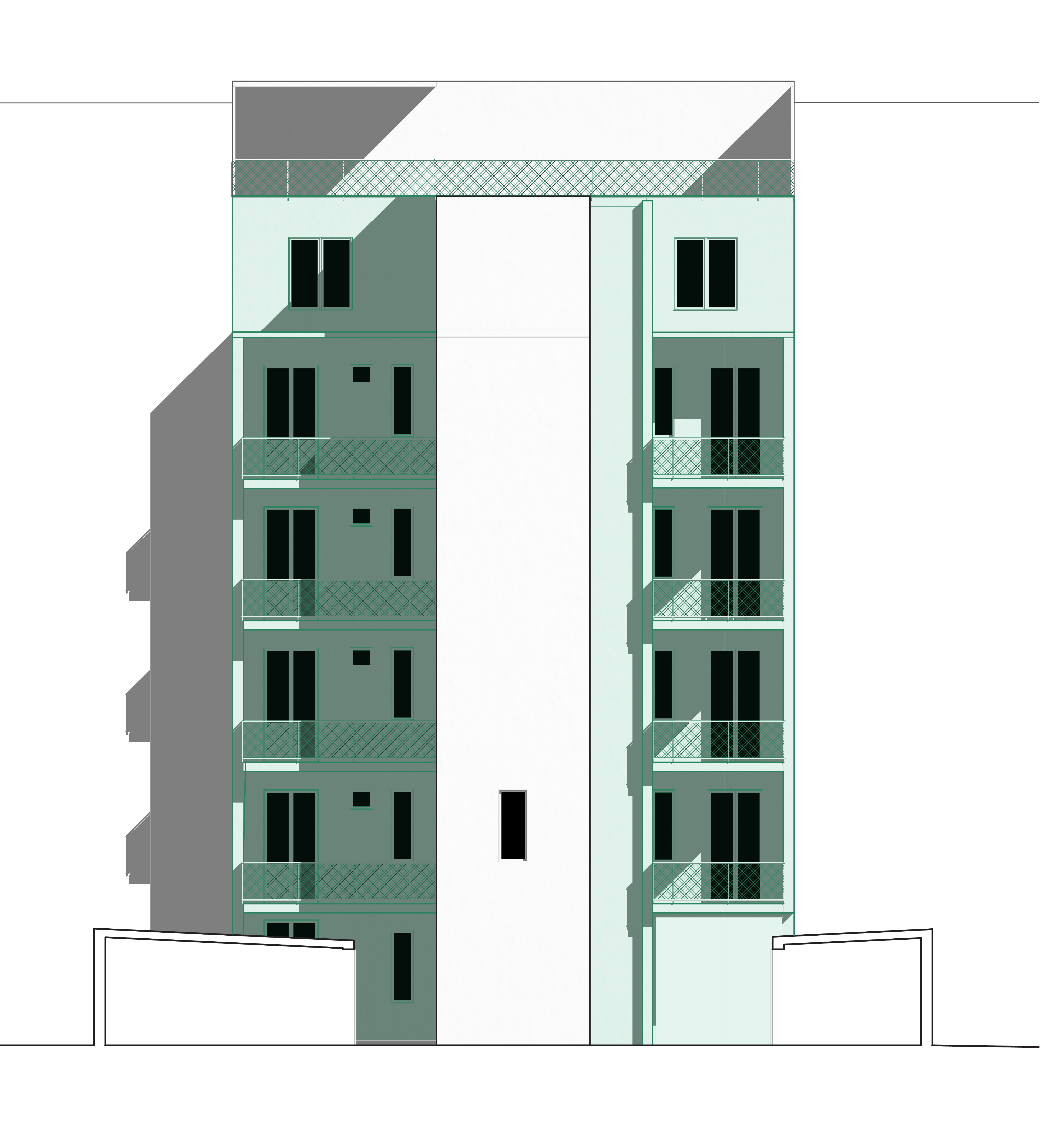 Passive House and Balony Retrofit Rear Elevation