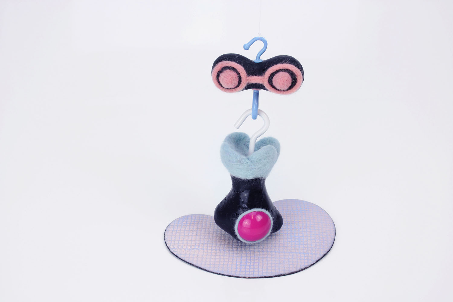 Set 32022, silicone, felt, powder coated copper and steel, enamel on copper, 2”x 2”x 6”