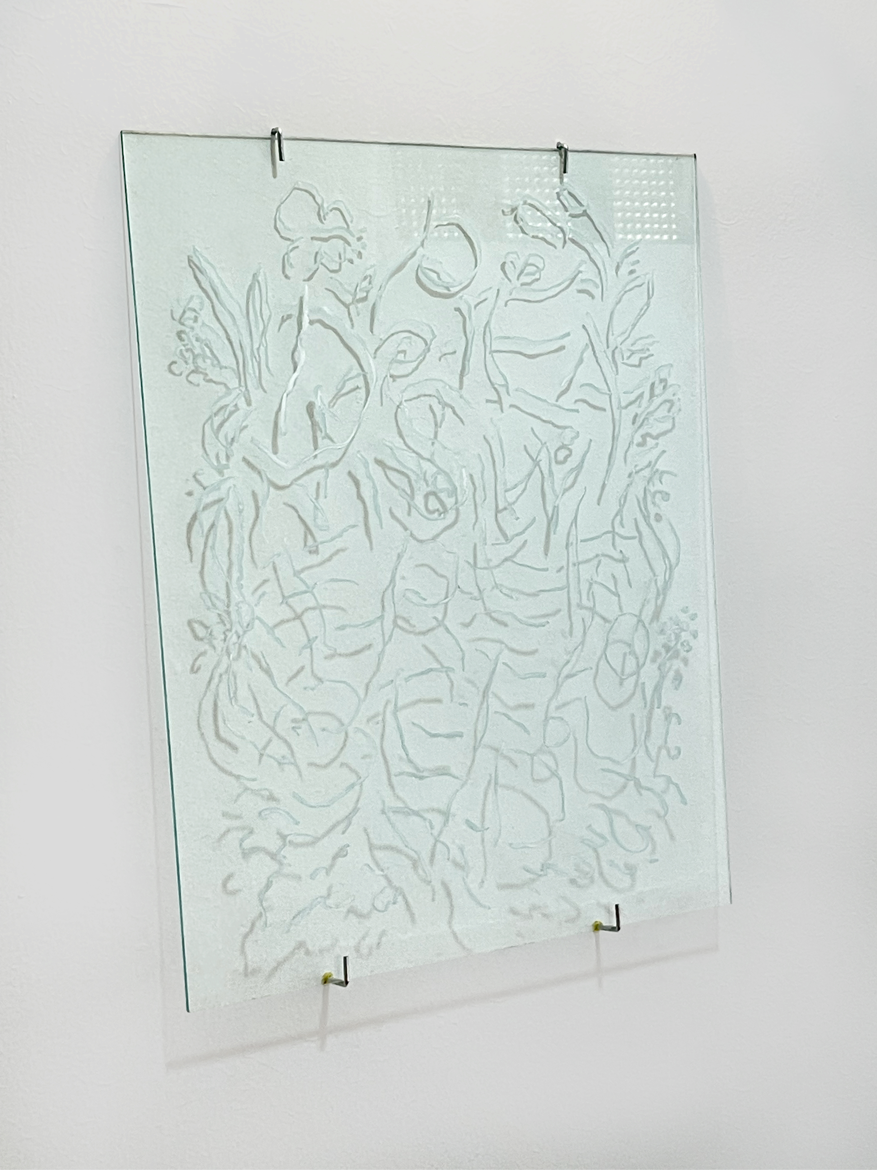 Untitled, 2020 Industrial wax on glass, 50 × 65 cm