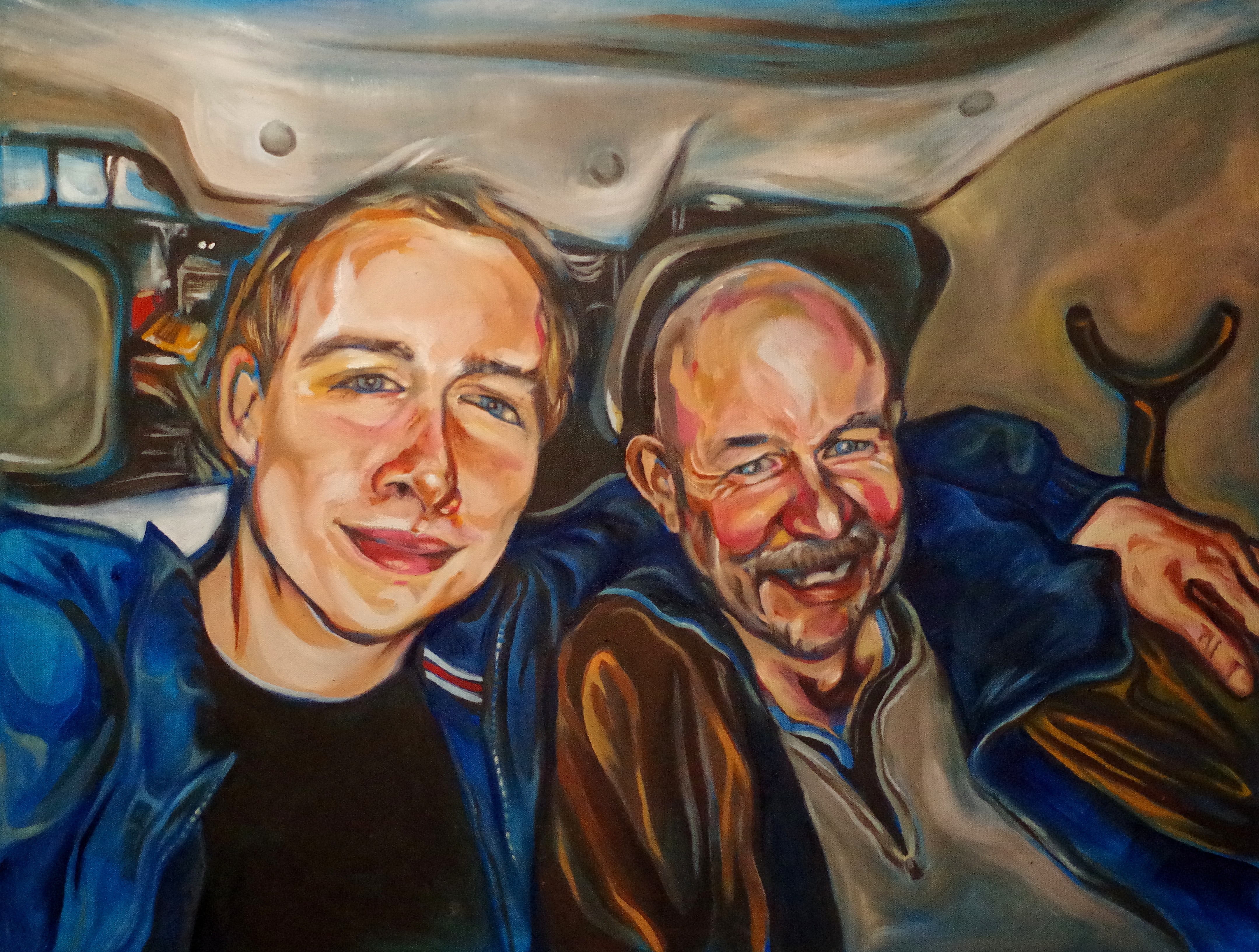 Granda' and Grandson - Oil on Canvas