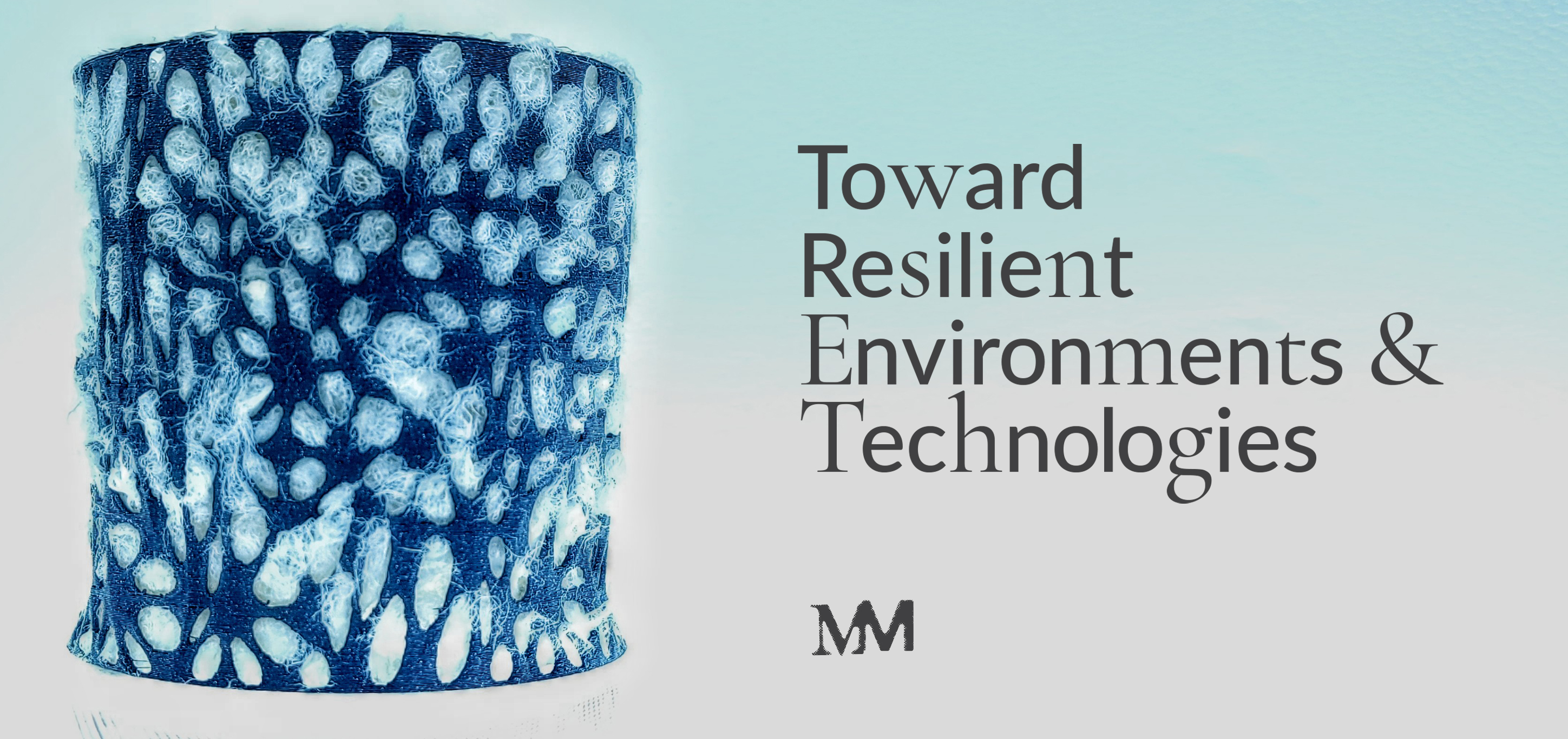 a patterned cylinder on a gradient background with text to the right