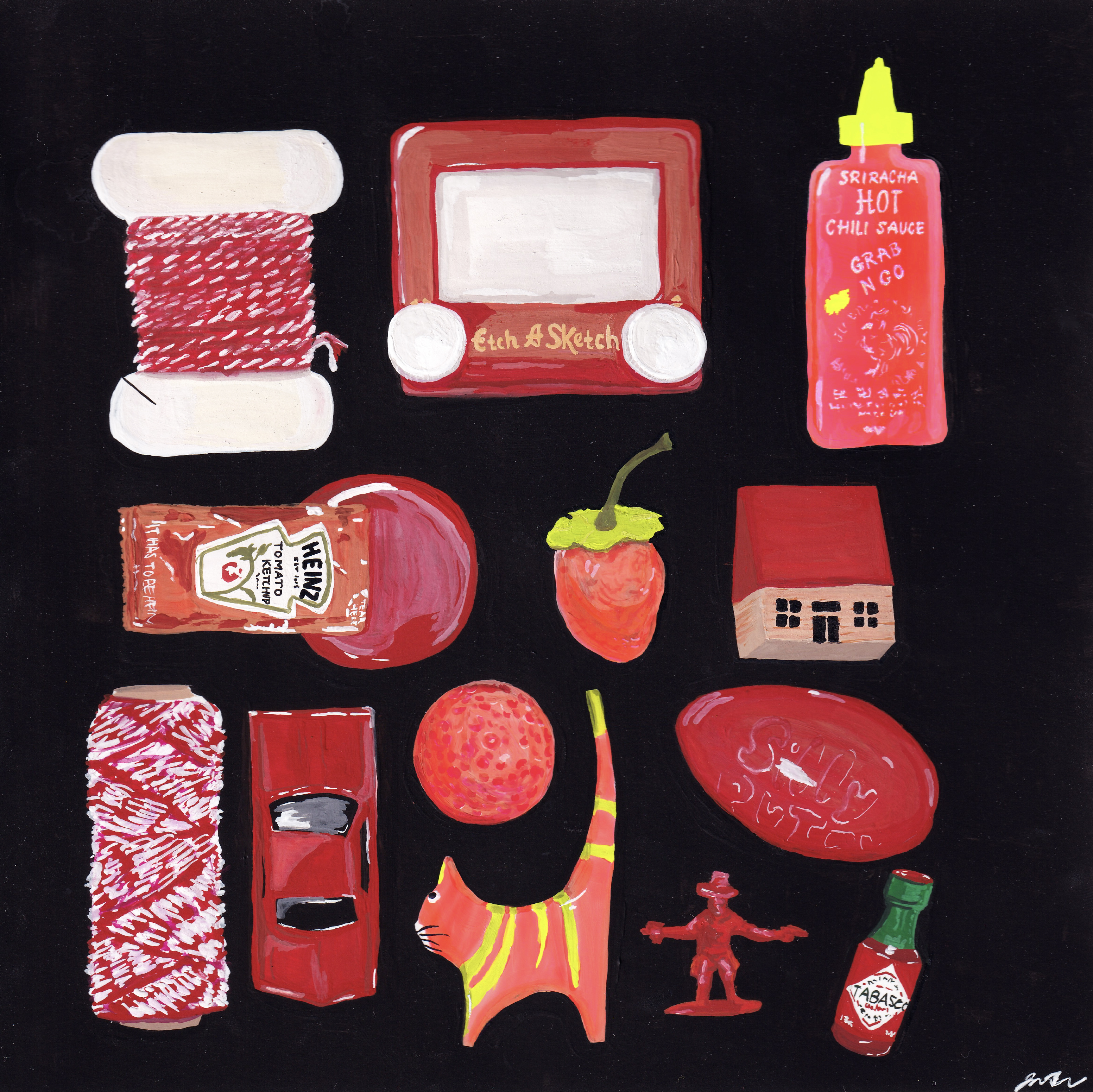 "Reds", Gouache on Watercolor Paper, 2022.