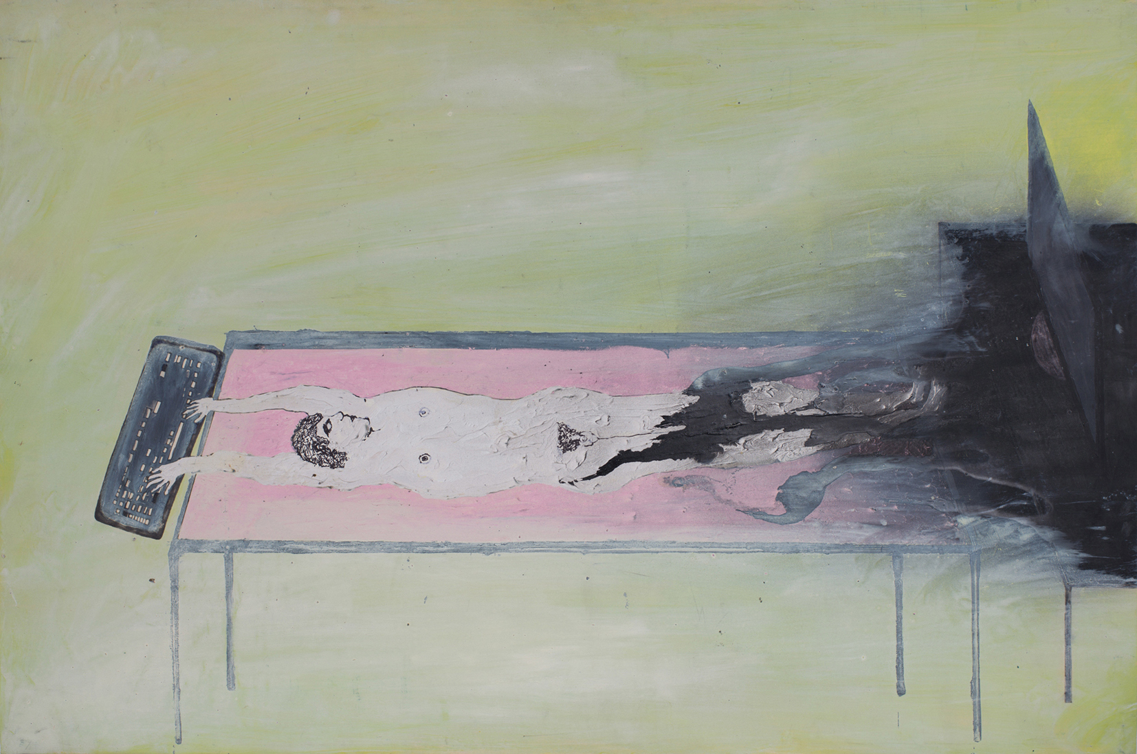 Editor Death, 2012, Oil, Pen and Spray on paper, 86x61 cm